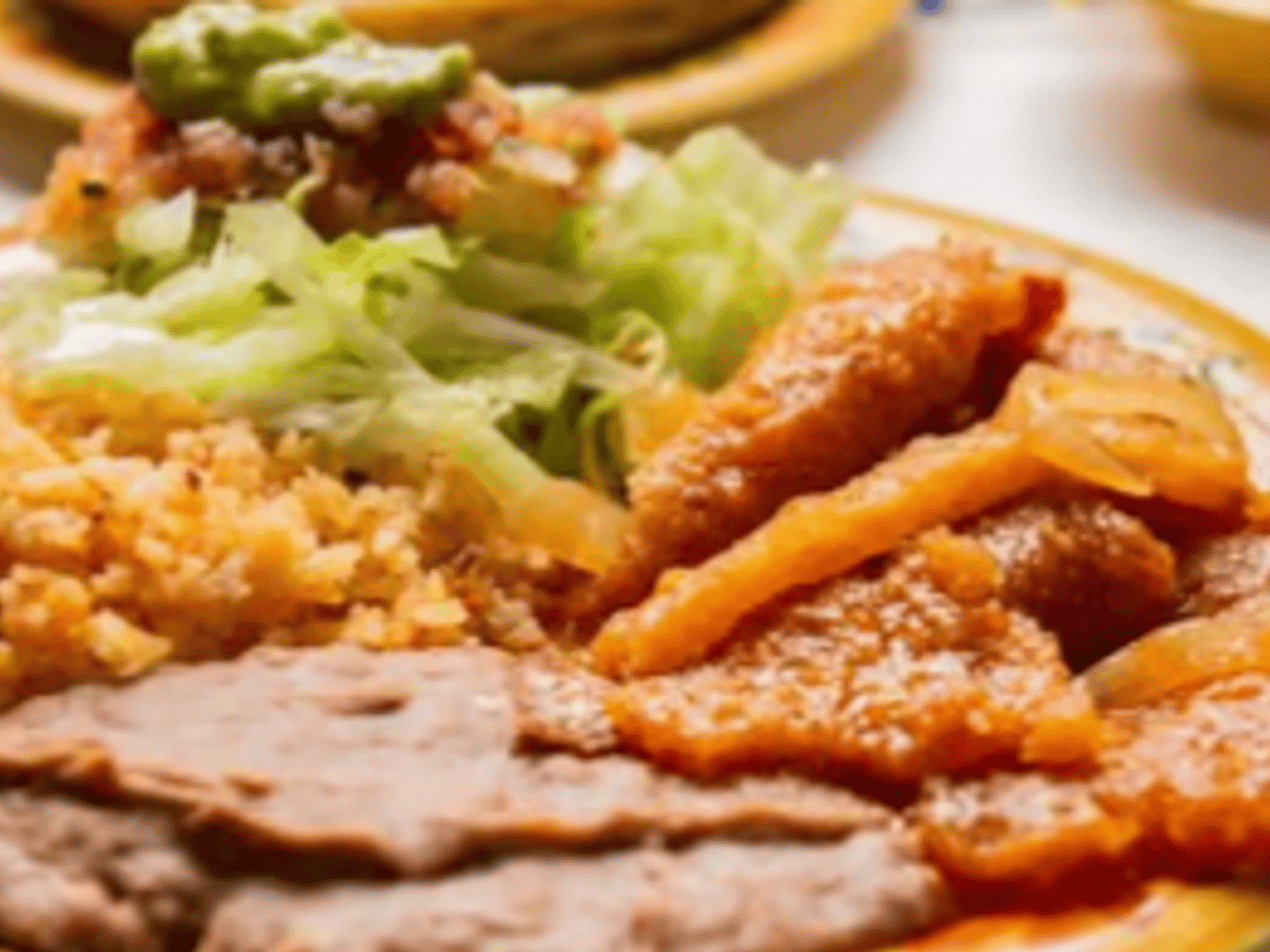 #4 Chicharrones, Salad, Rice & Beans.