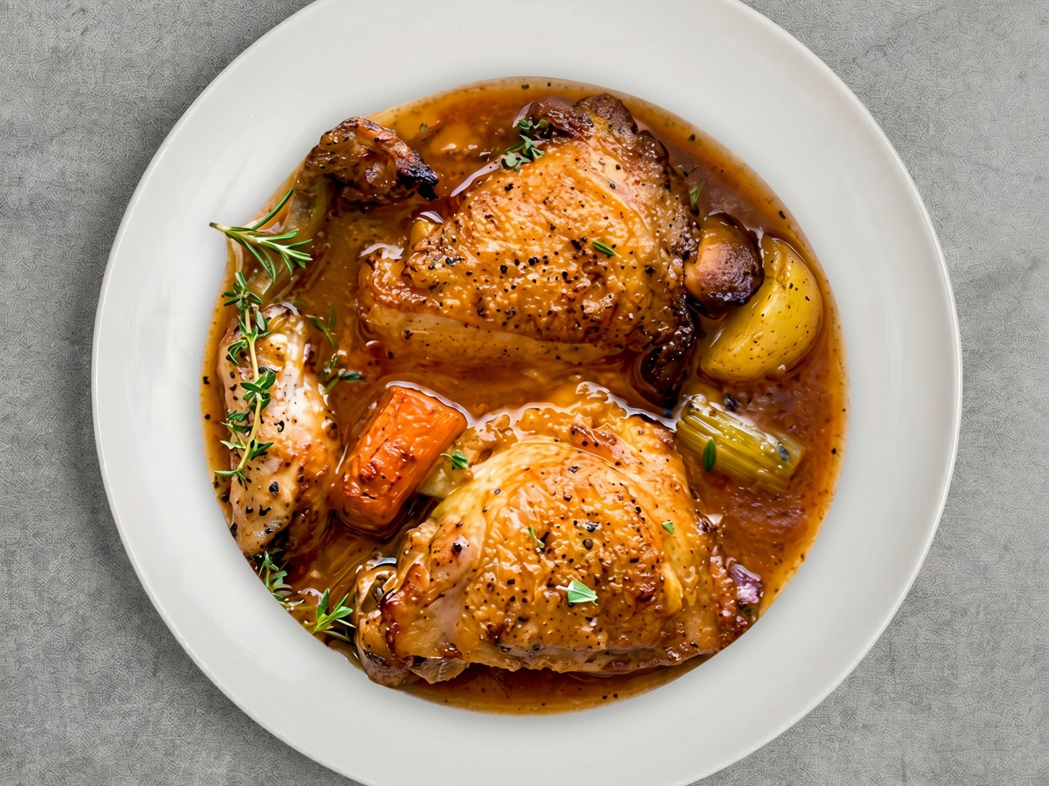 Sweet Brown Stewed Chicken.