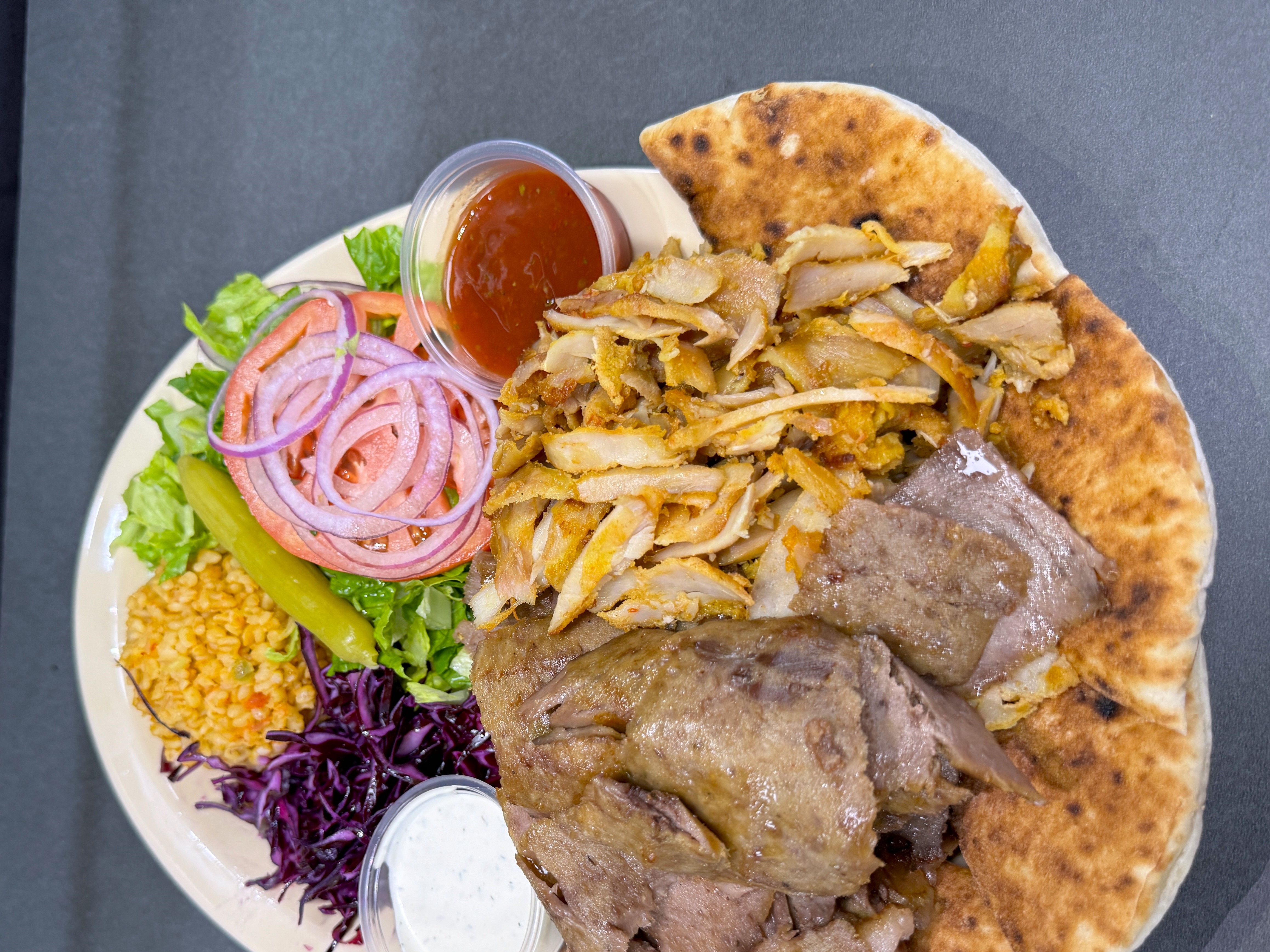 Double Chicken Kebab Plate.