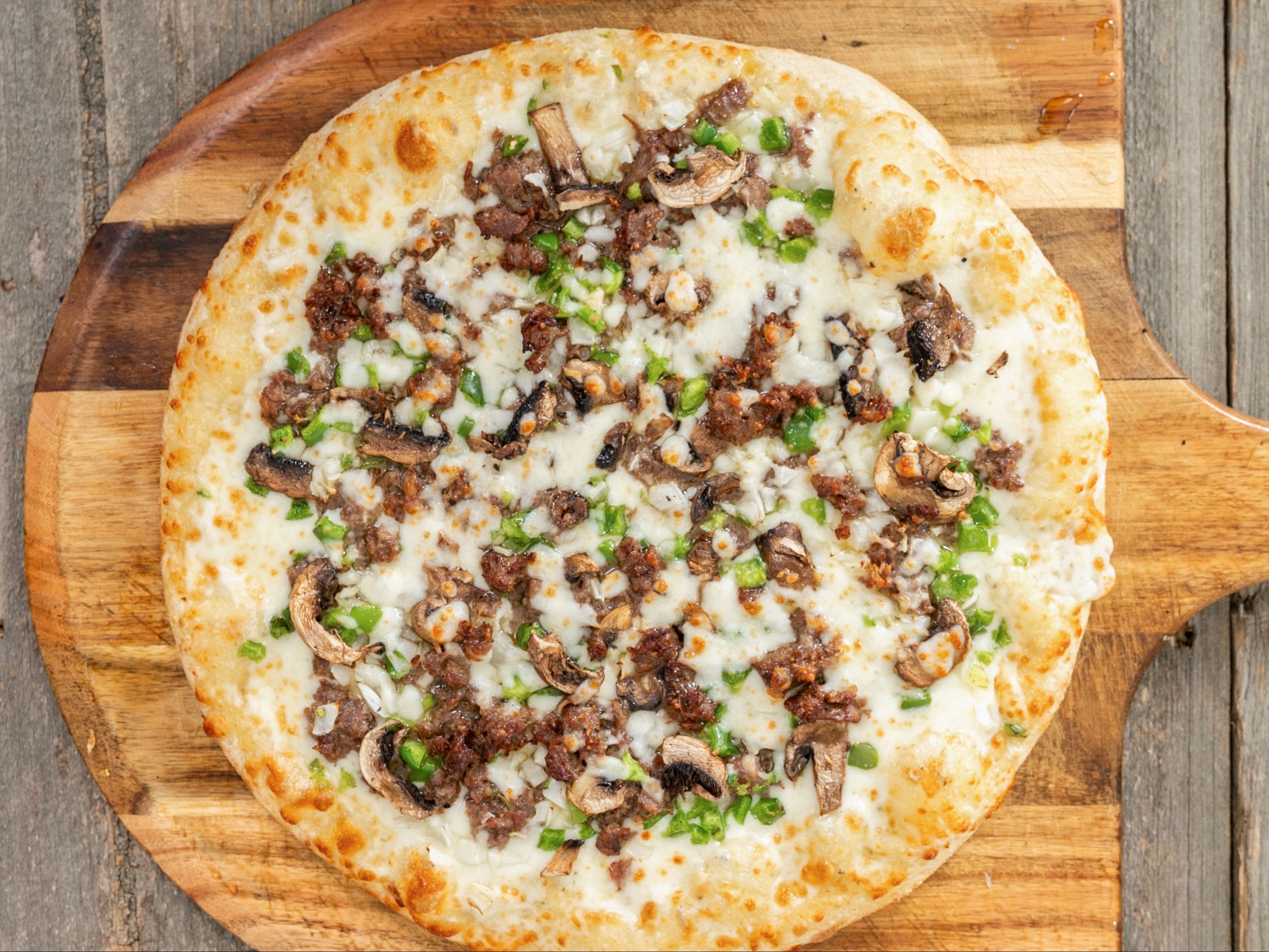 Steak & Cheese Pizza.