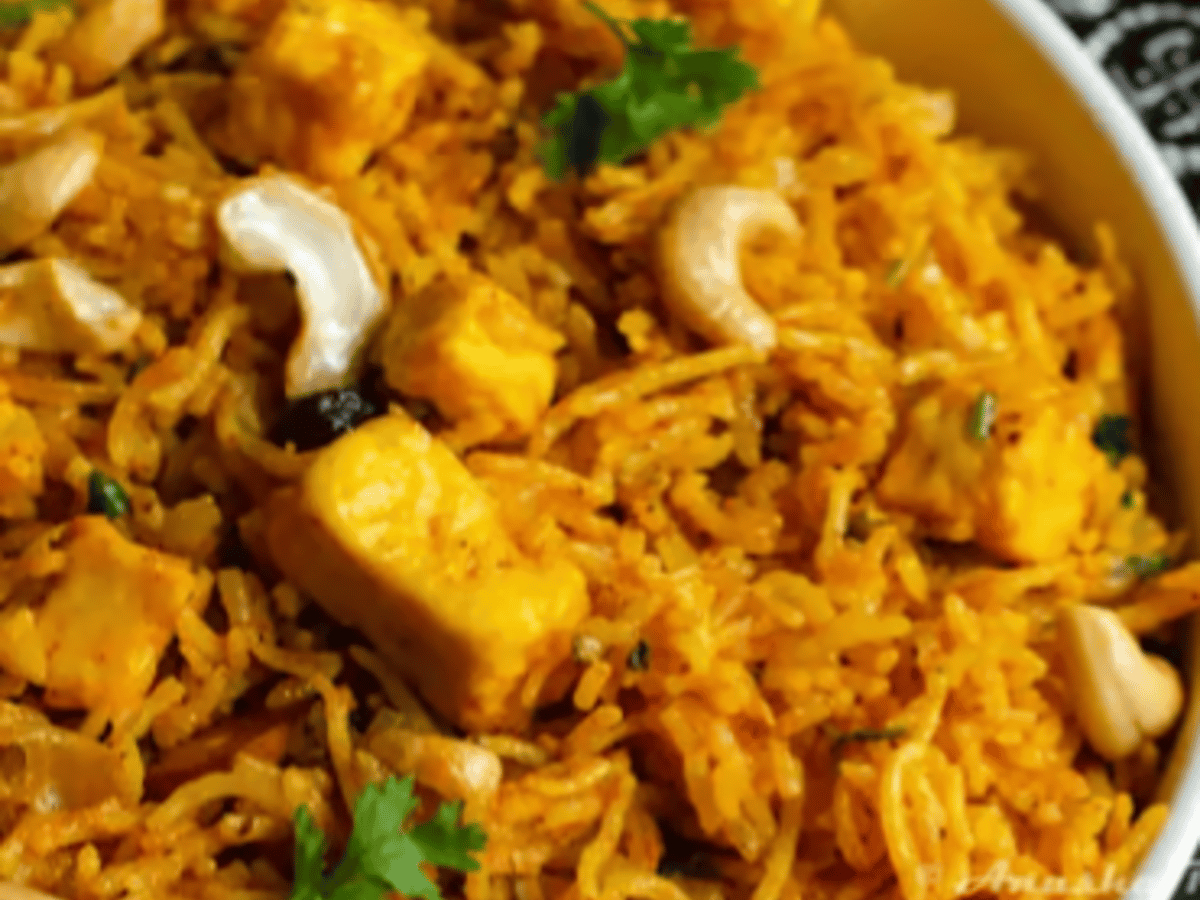 Kaju Paneer Biryani.