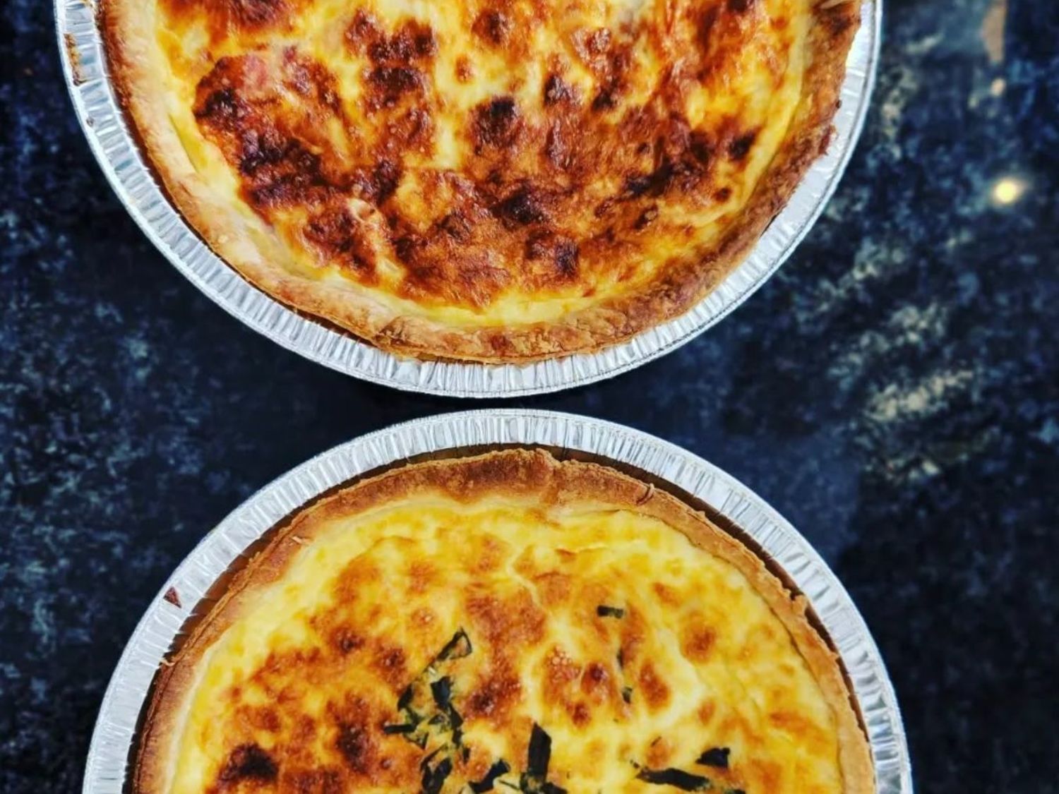Golden baked quiches from The Baker and the Cakemaker café in Auburn