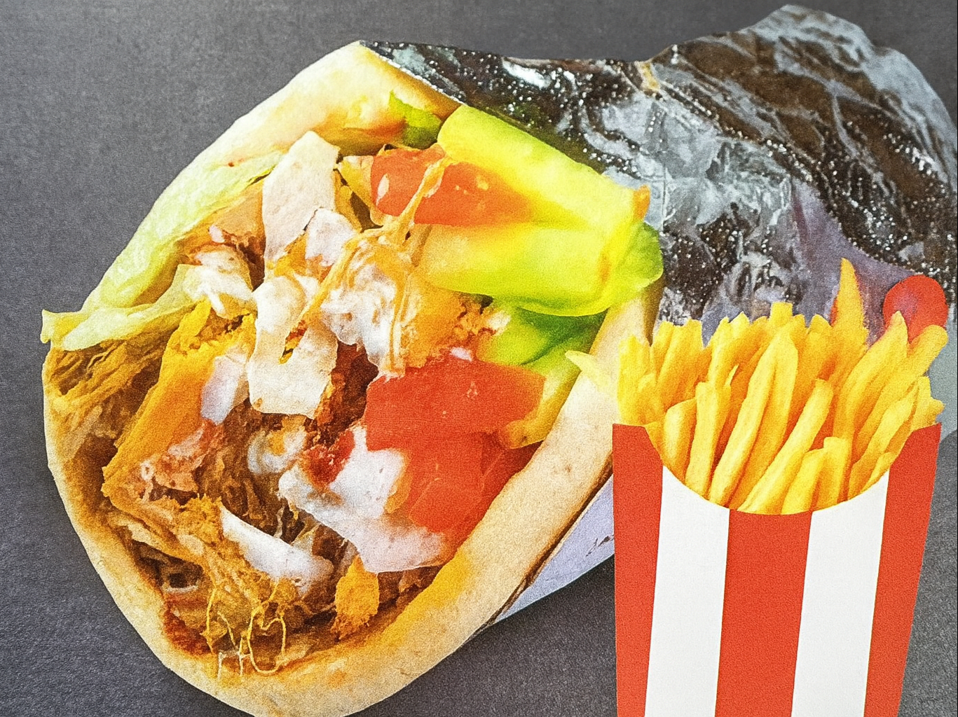 #46 Chicken Gyro Combo comes  W/fries 1 can soda.