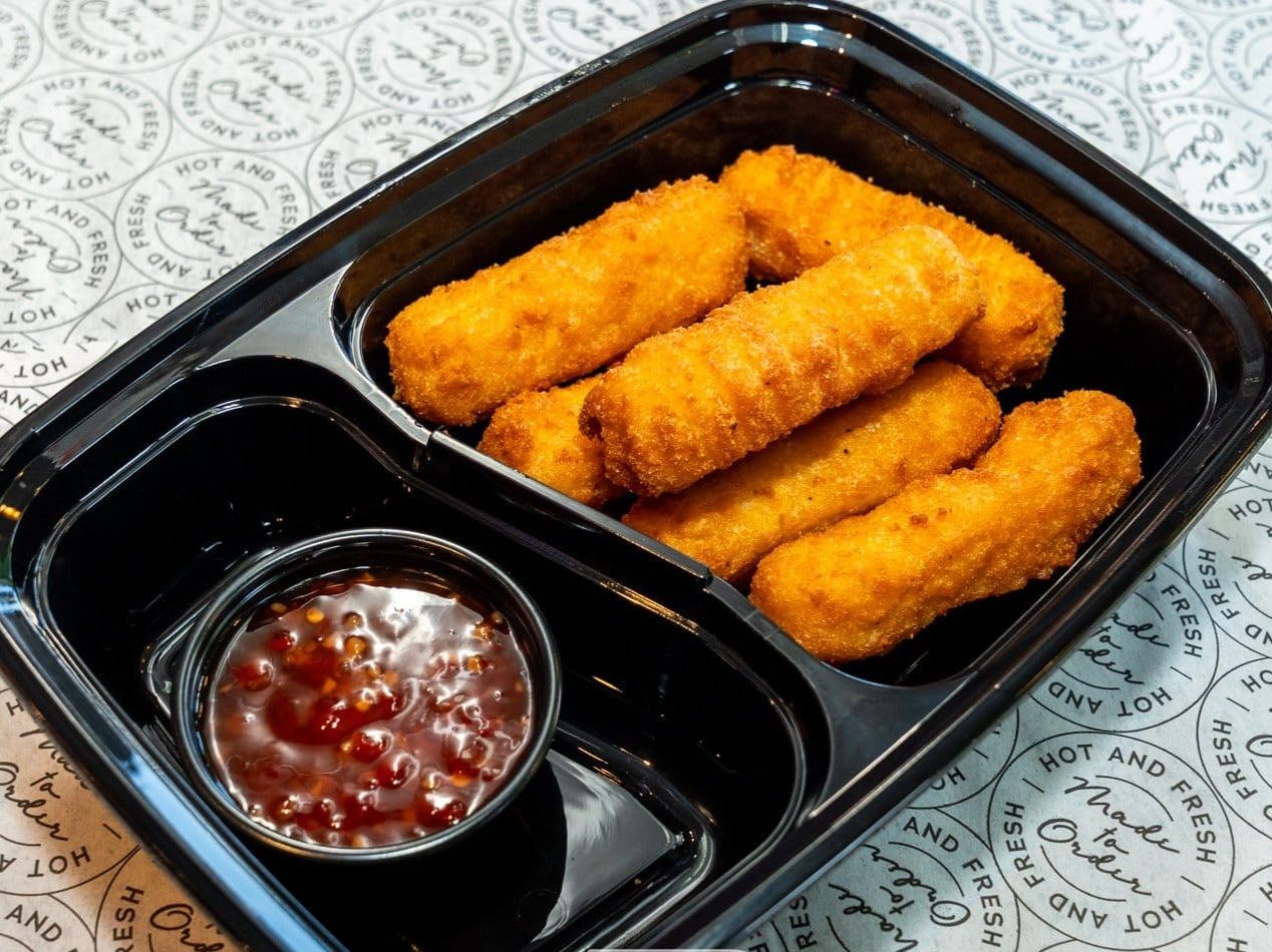 Mozzarella Sticks with French Fries.