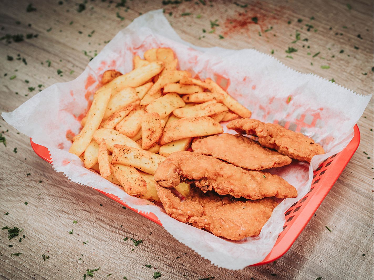 Chicken Tender & Fries.