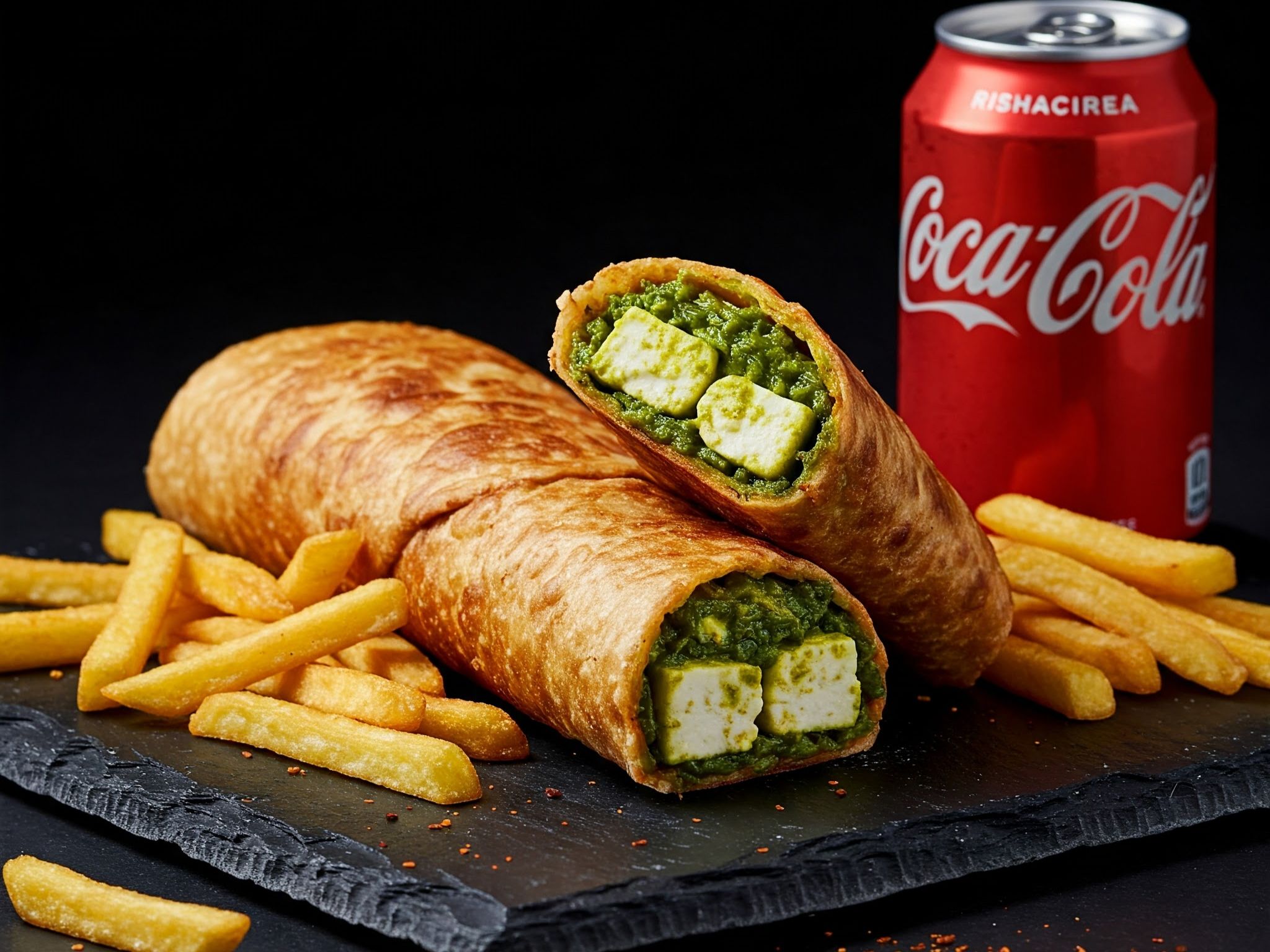 Paneer Haryali Roll Meal.
