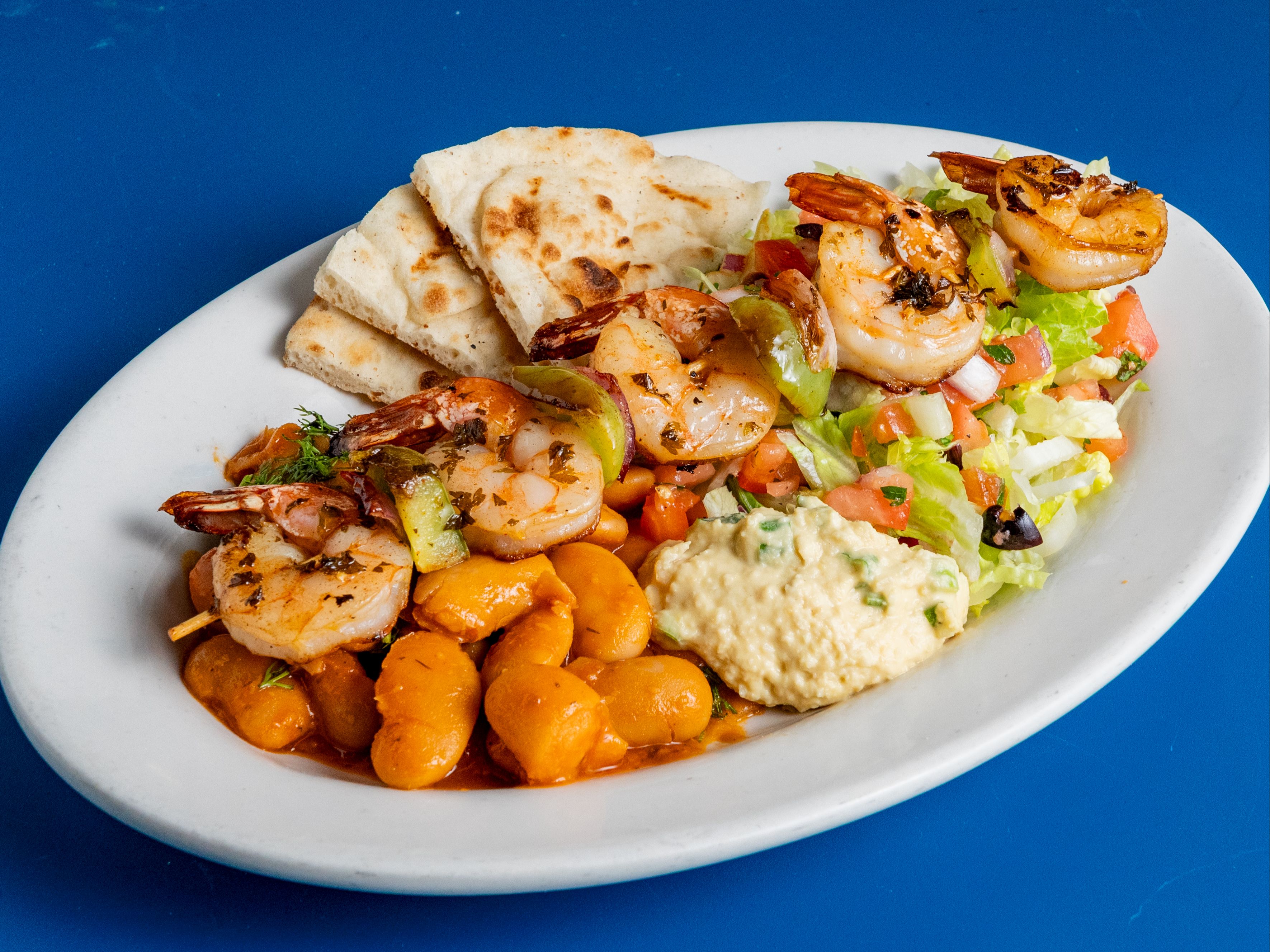 Grilled Shrimp Kabob Platter.