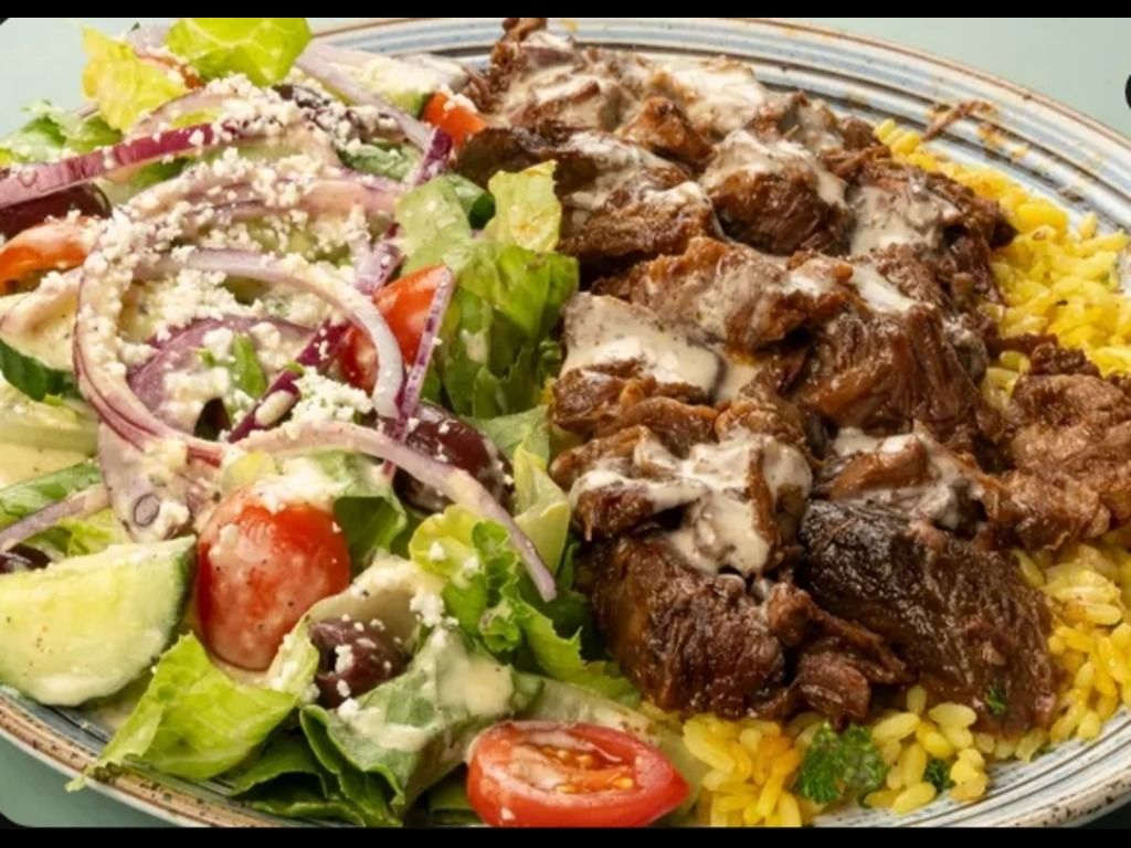 Lamb And Beef Shawarma Plate.