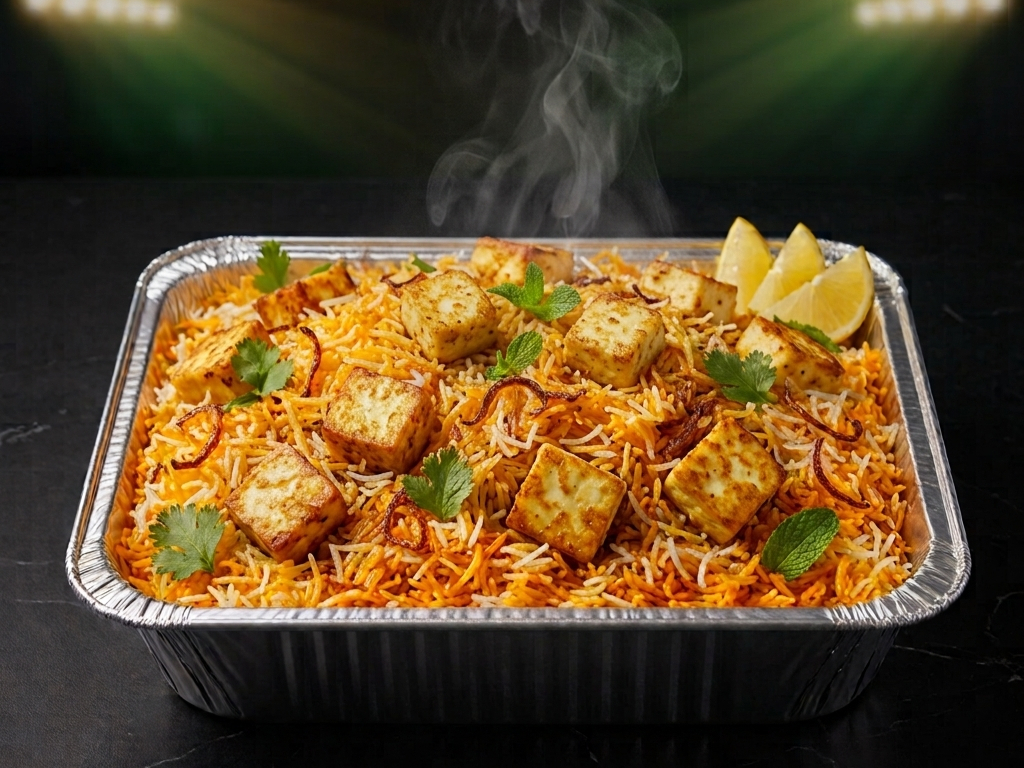 Med 1/2 Tray Paneer Biryani.