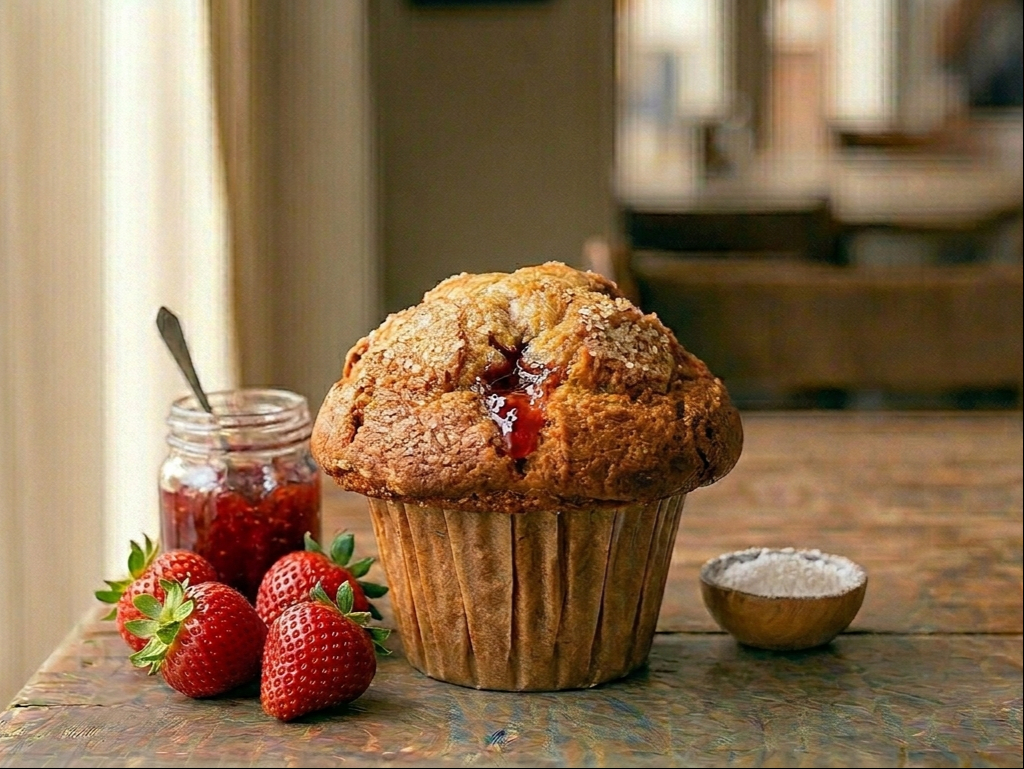 Large Muffin - Strawberry Jam.