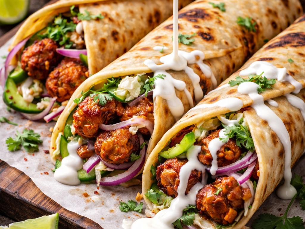 Chicken Tikka ,kofta Paratha Roll.