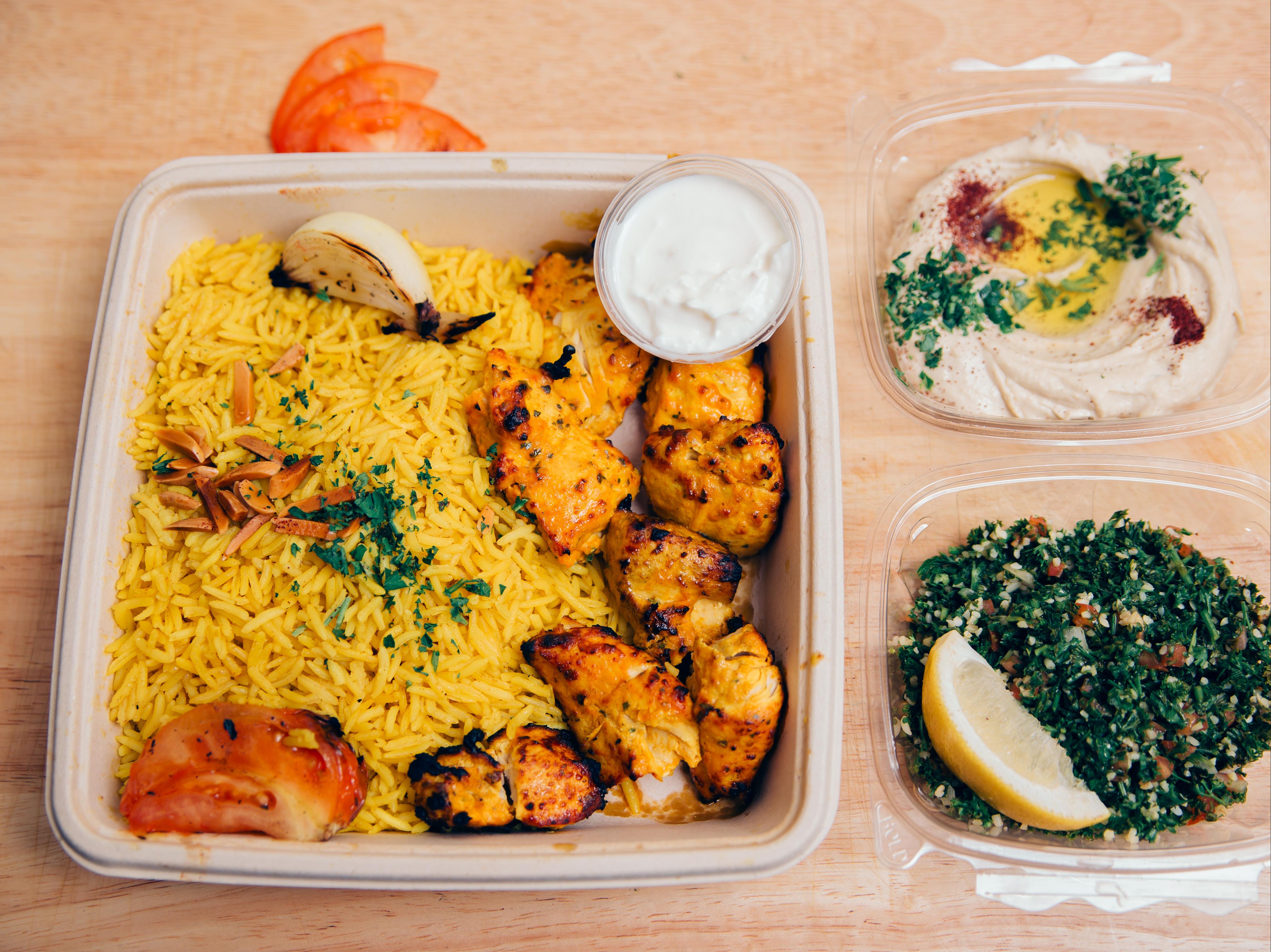Spicy Chicken Kabob Entree.