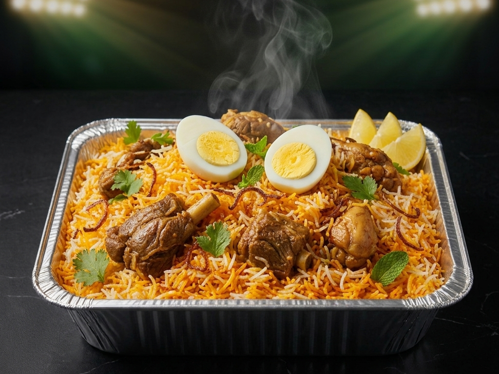 Med 1/2 Tray Goat Biryani
