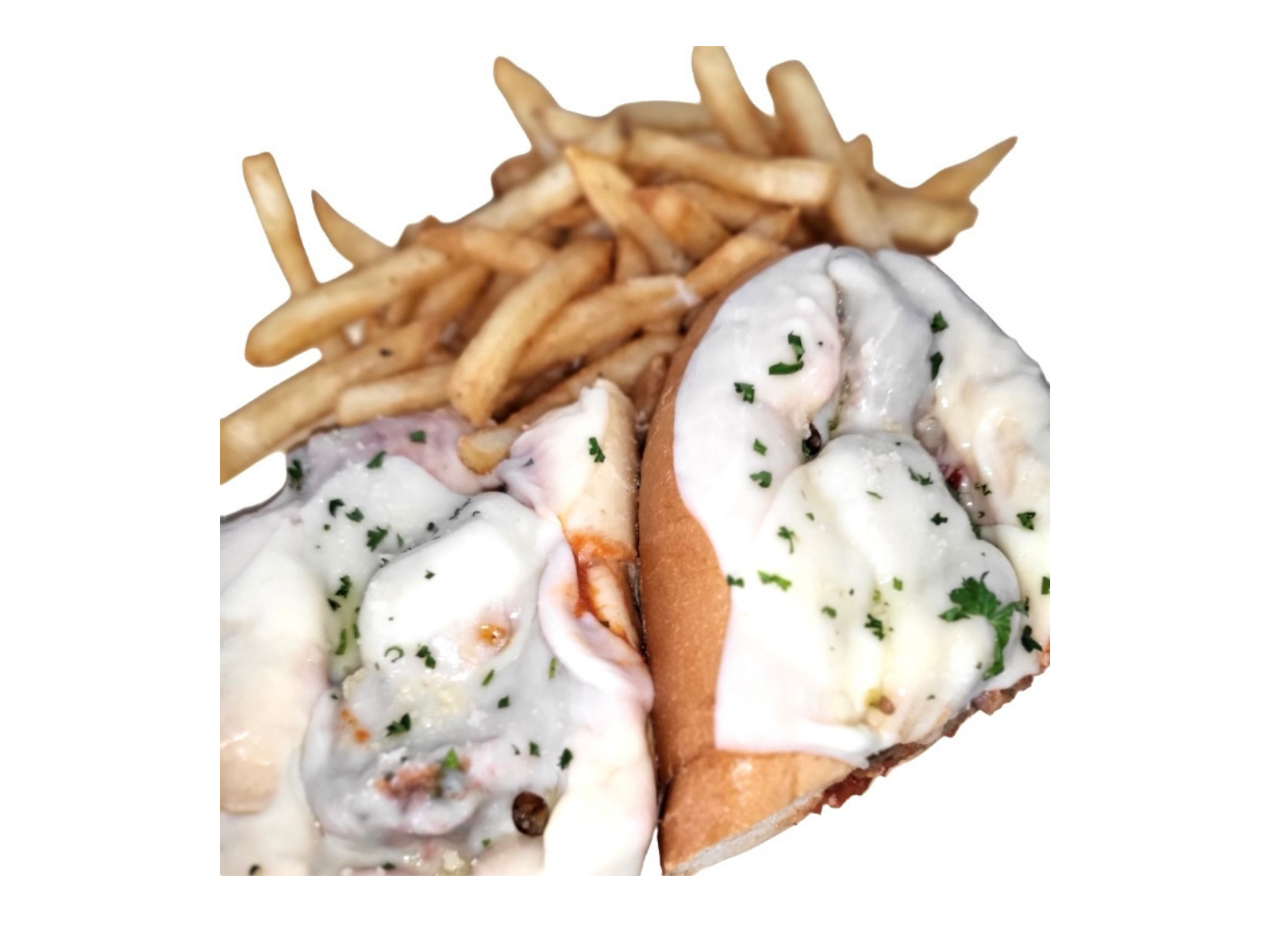 Meatball Parm Sub W/Fries.