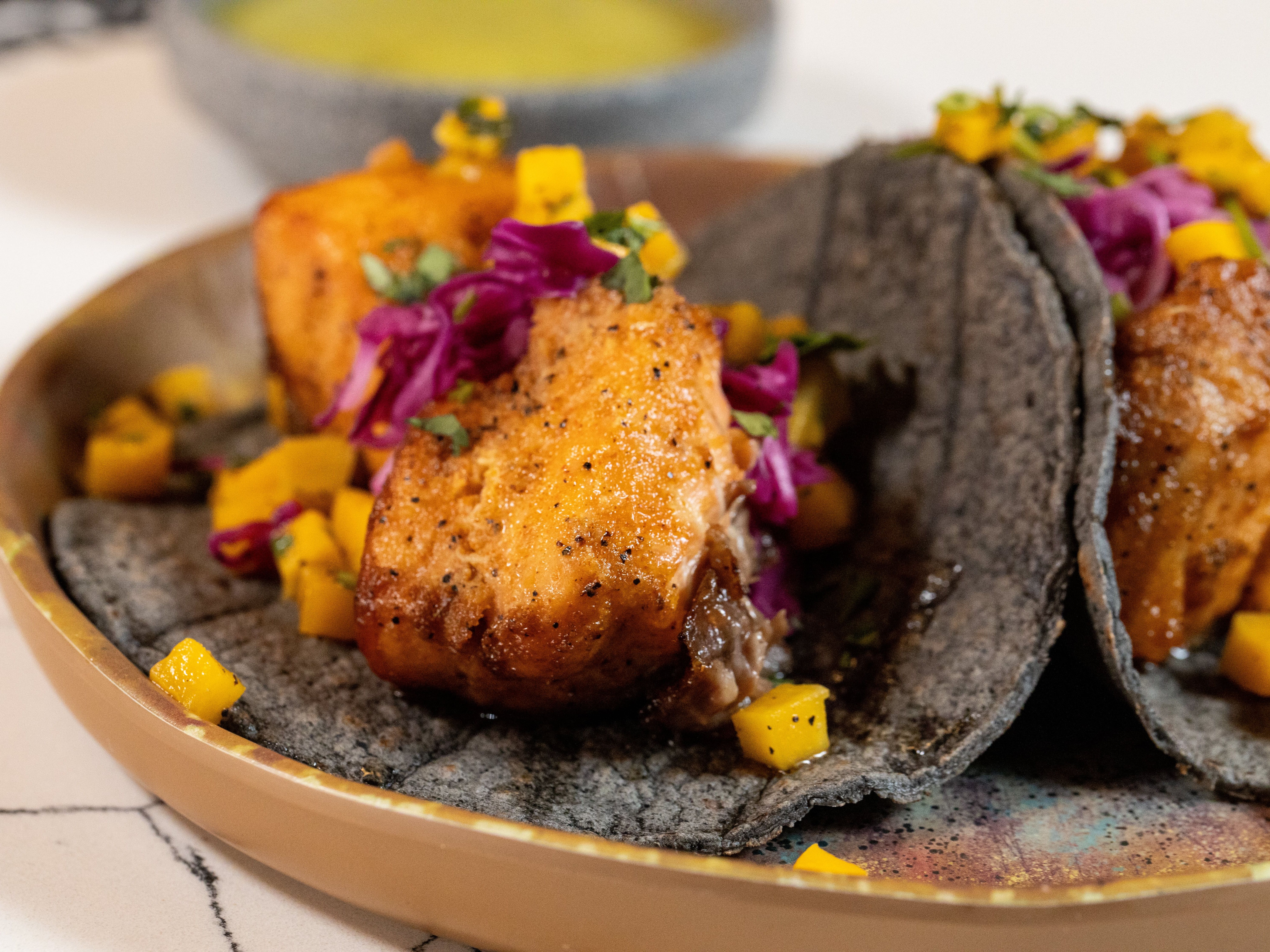 Salmon Tacos.