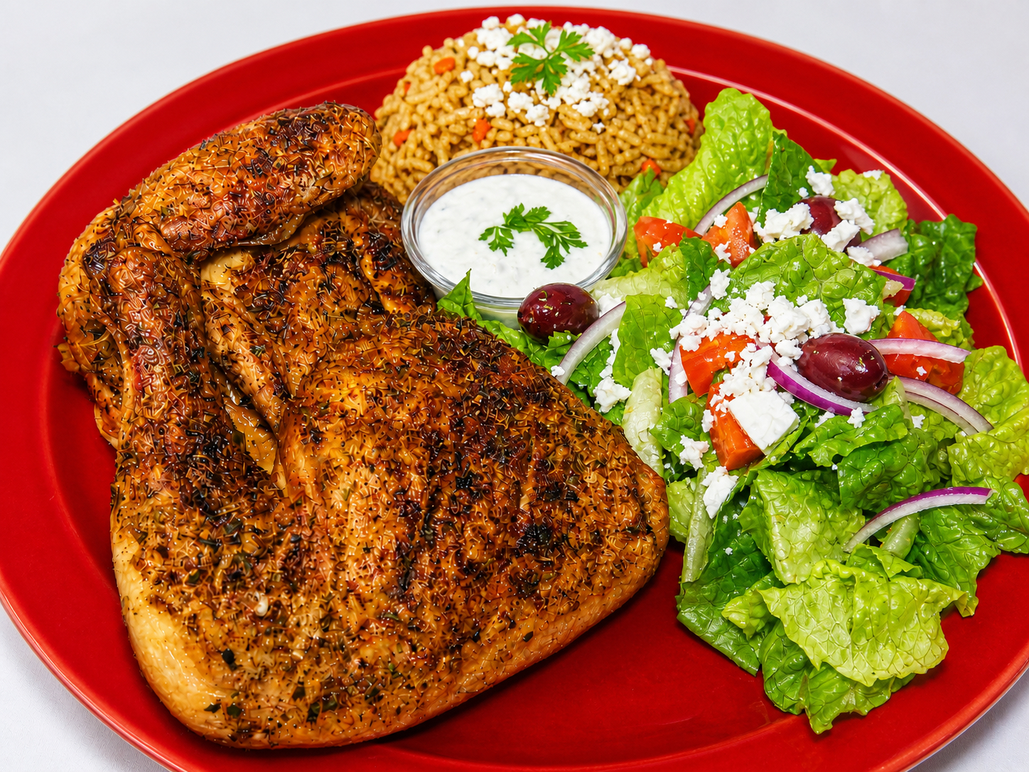 Greek Roasted Chicken Plate.