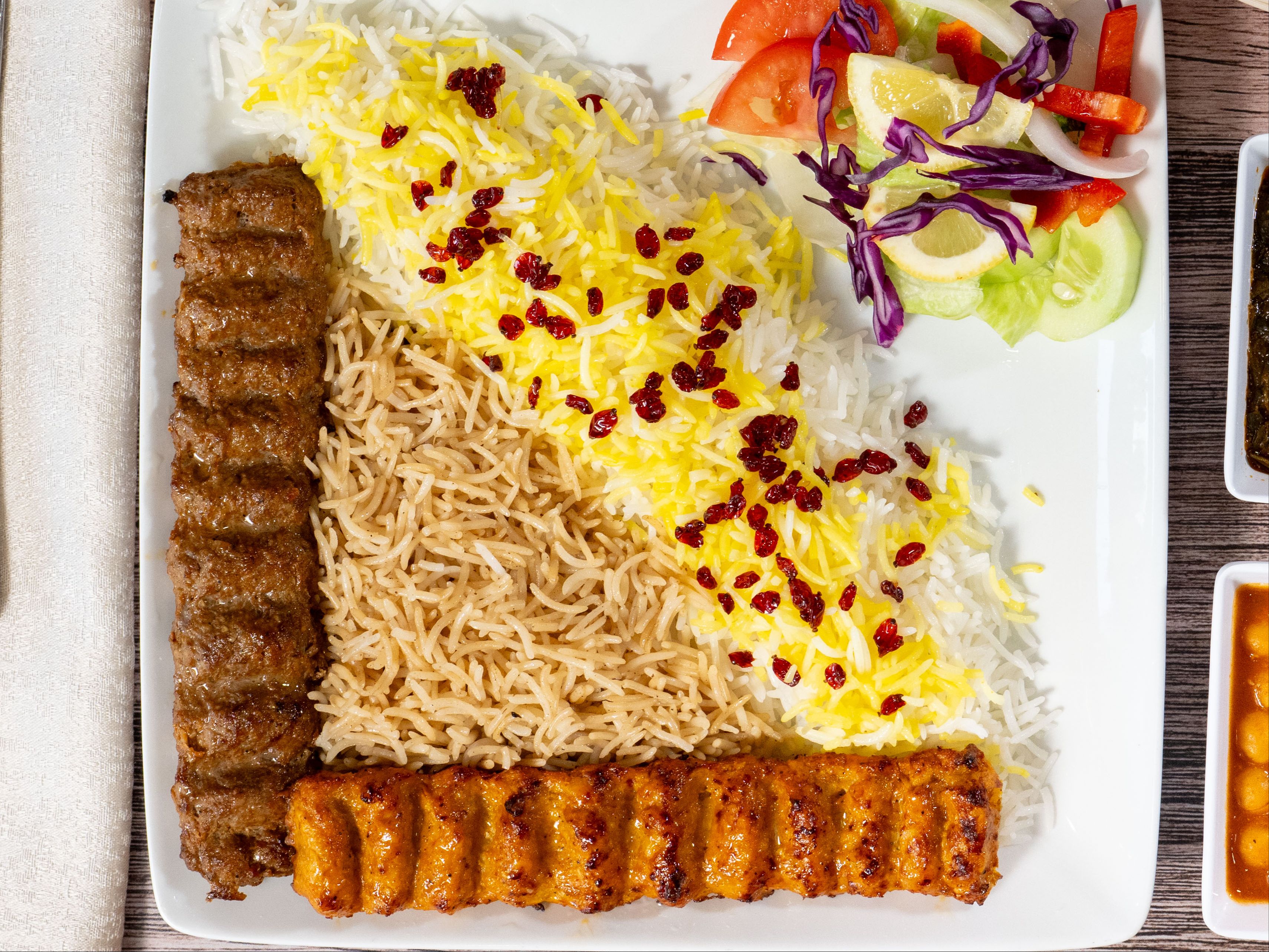 Chicken Kubideh & Beef Kubideh Combo.