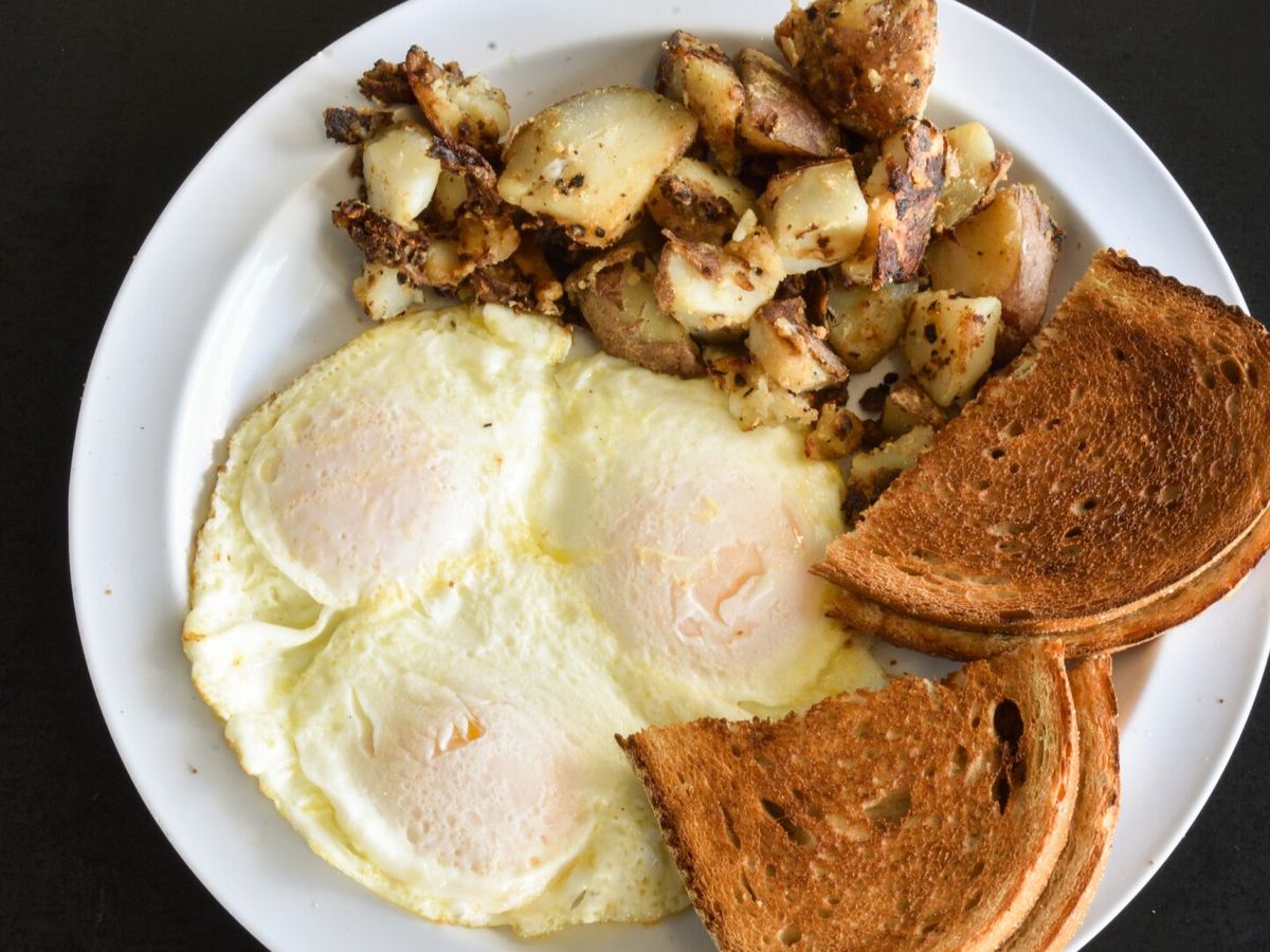 2 Eggs, Homefries, Toast & Meat.