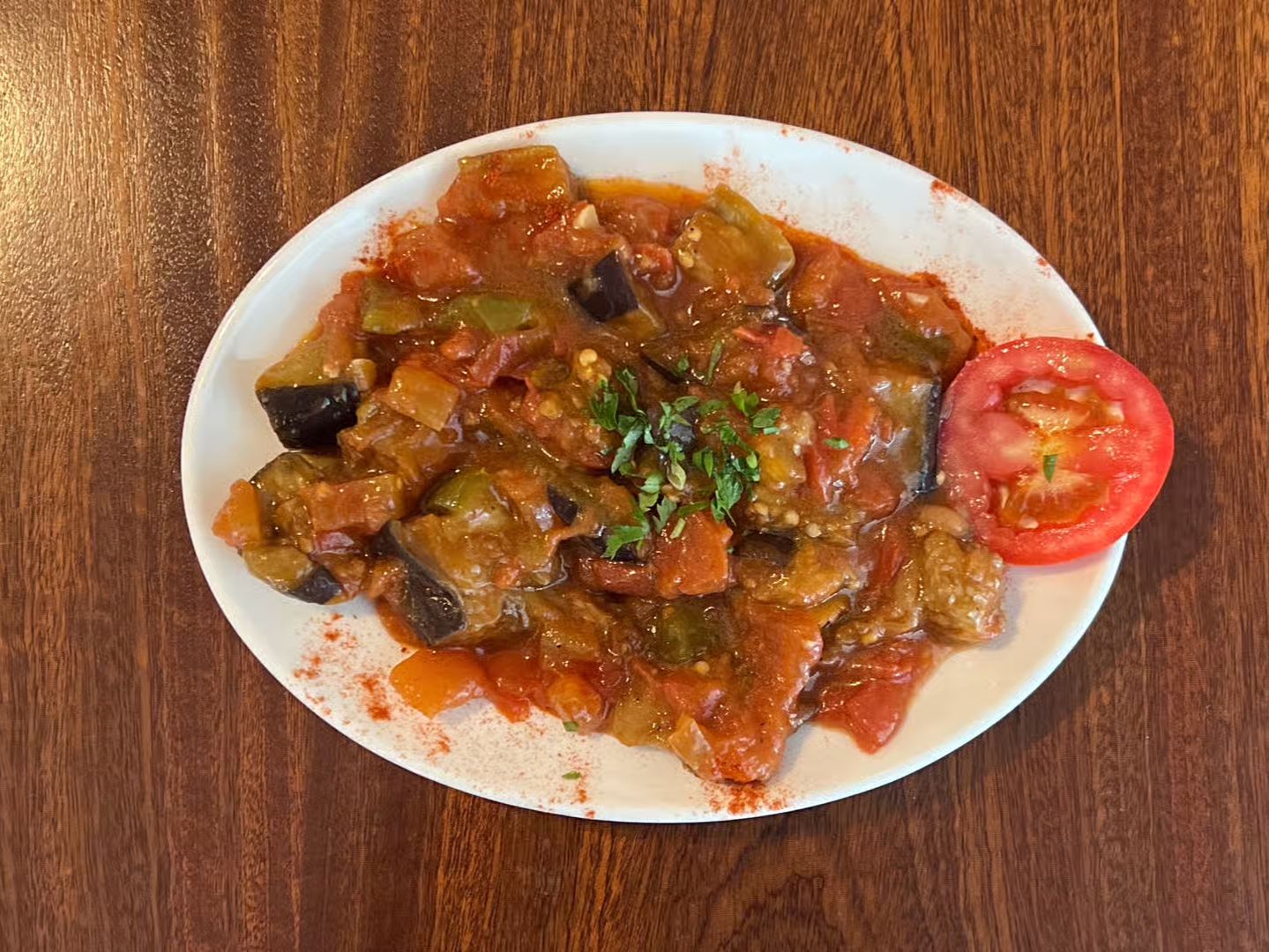Sauced Eggplant.