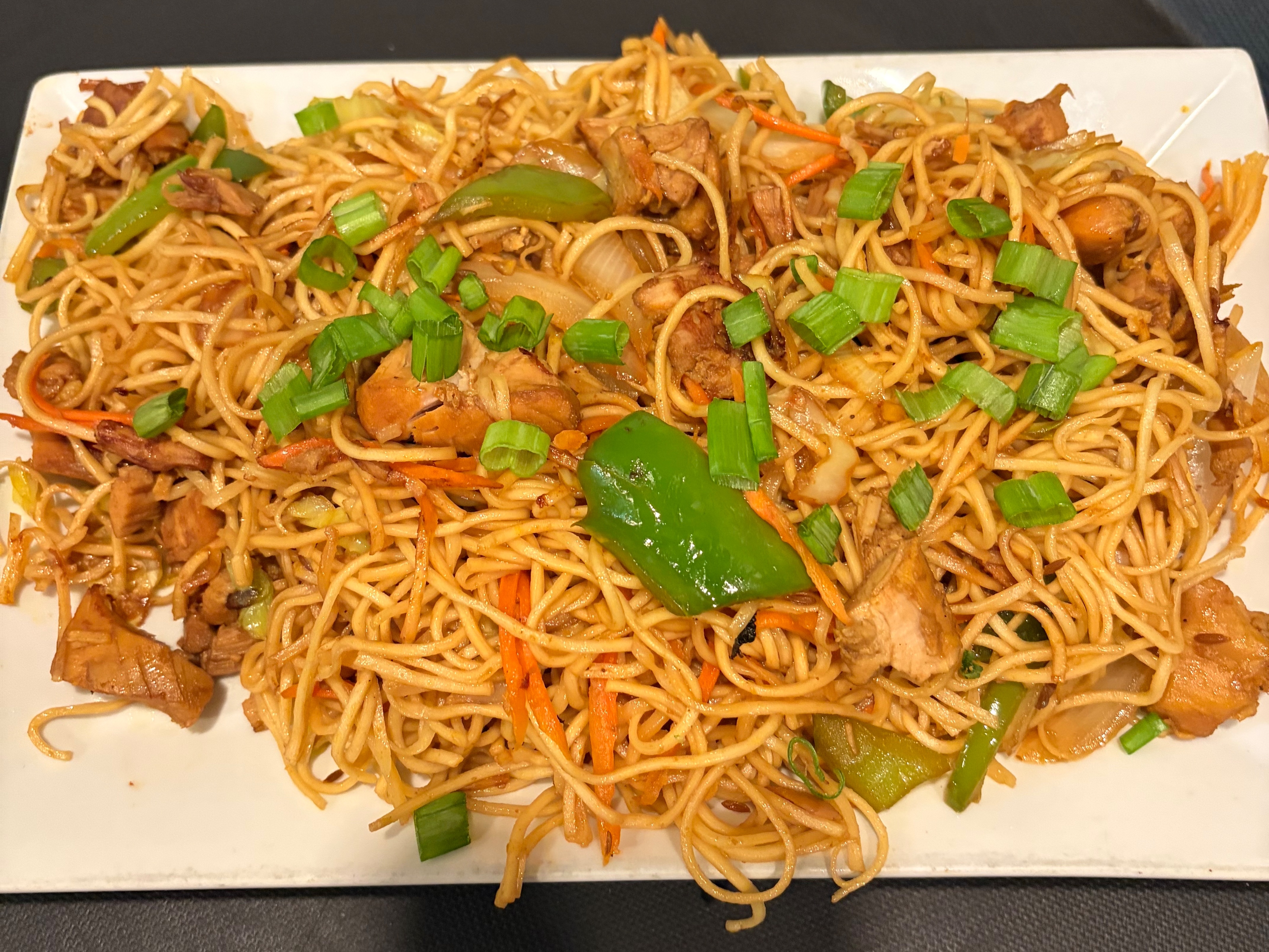Hakka Noodles with chicken.