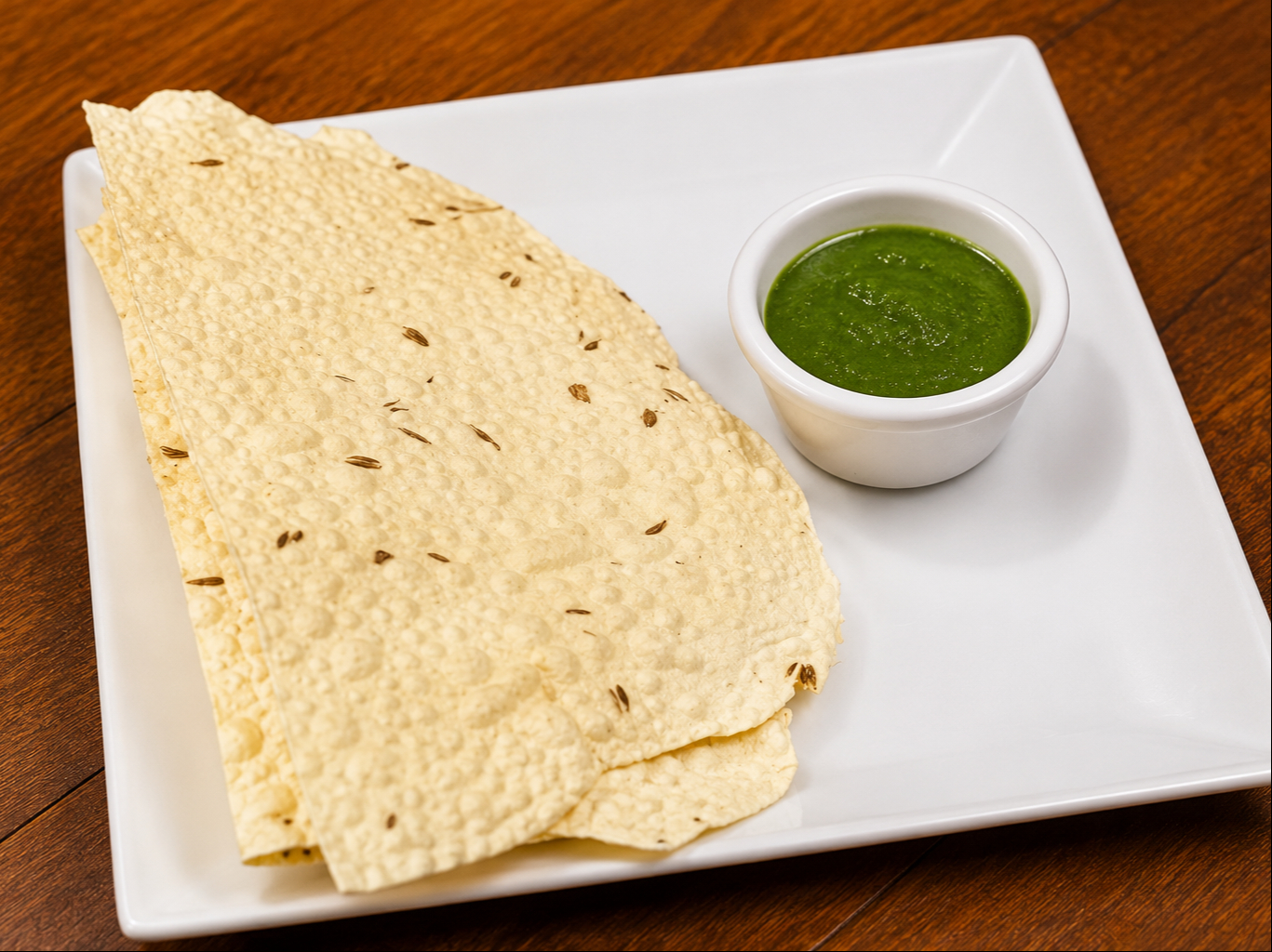 Papad W/ Mint Chutney.