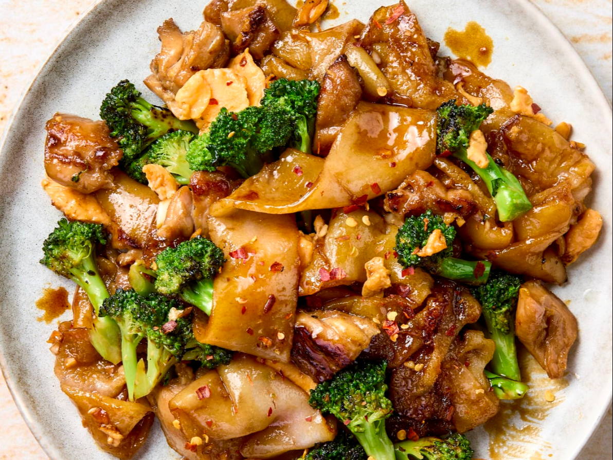 Pad See Ew- stir fry flat rice noodles.