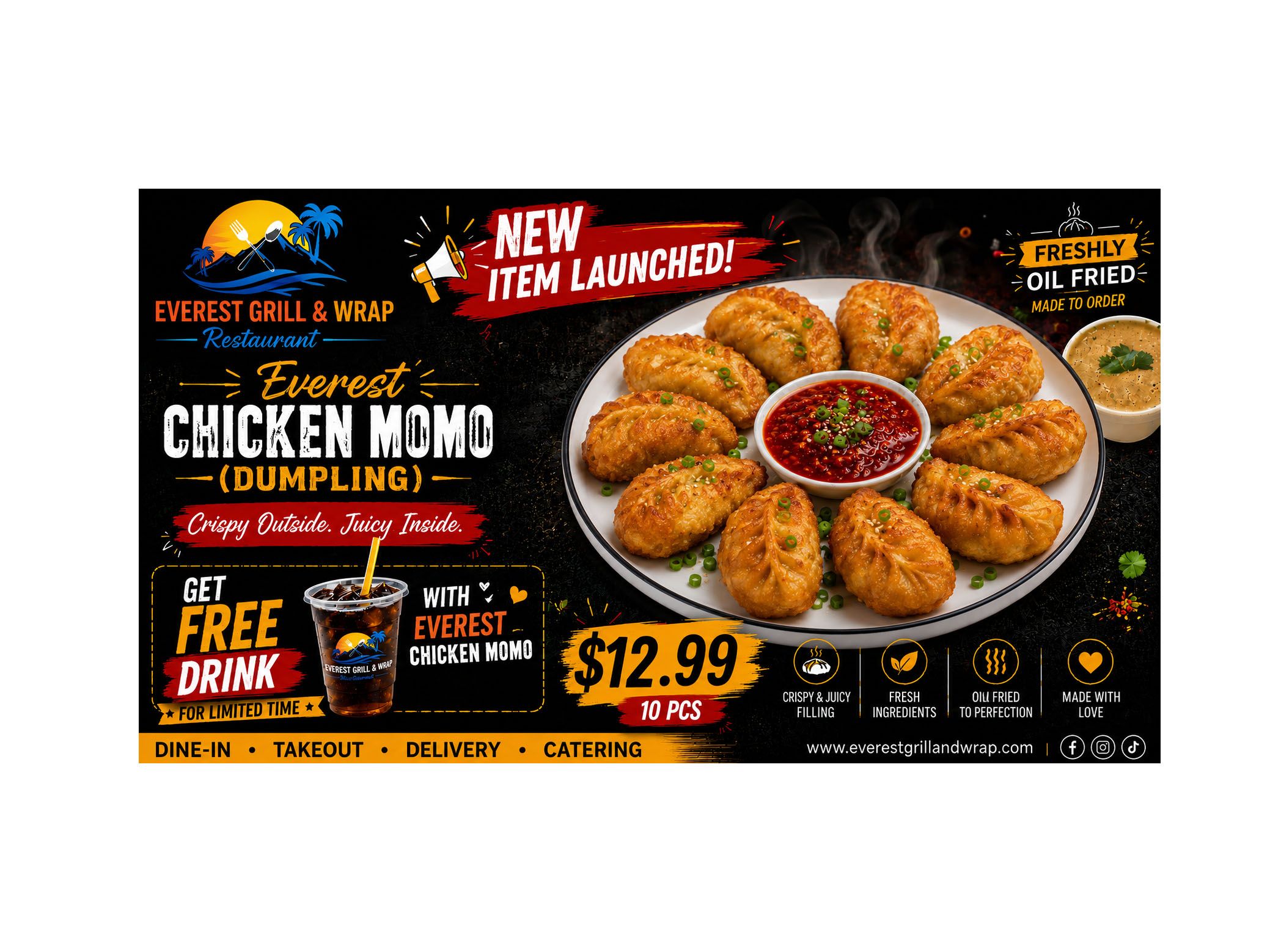 Everest Fried Chicken MoMo (Chicken Dumplings) 10 Pcs.