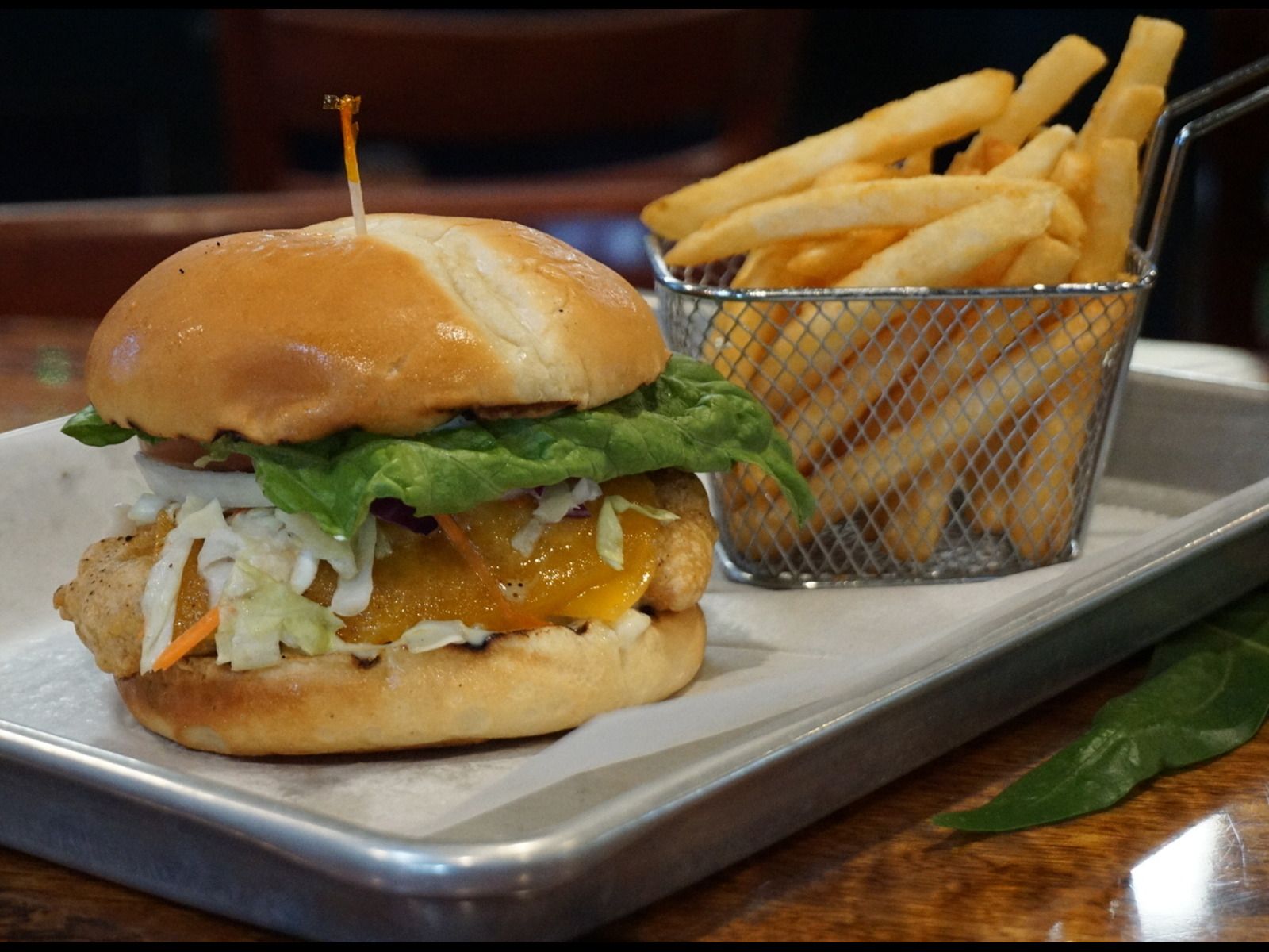 Double Dipped Beer Battered Mahi Sandwich.