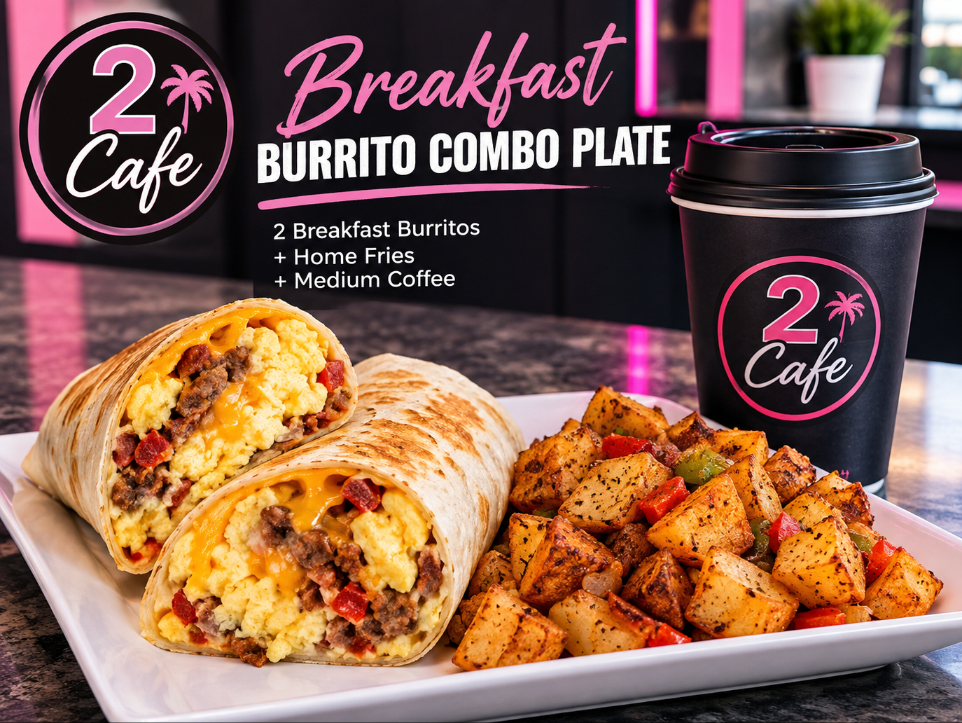 Breakfast Burrito Combo Plate.