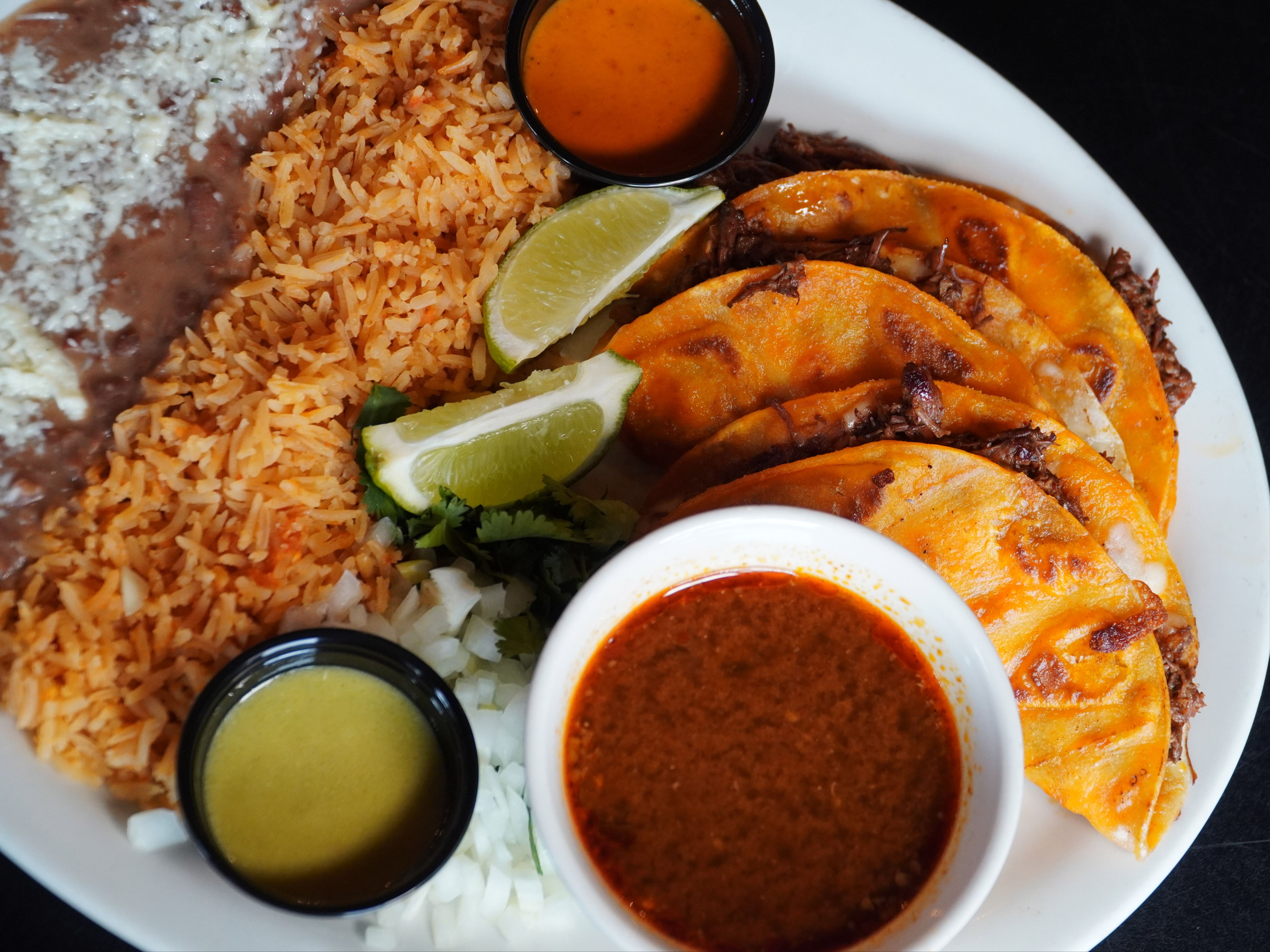 Queso-Birria Taco Platter