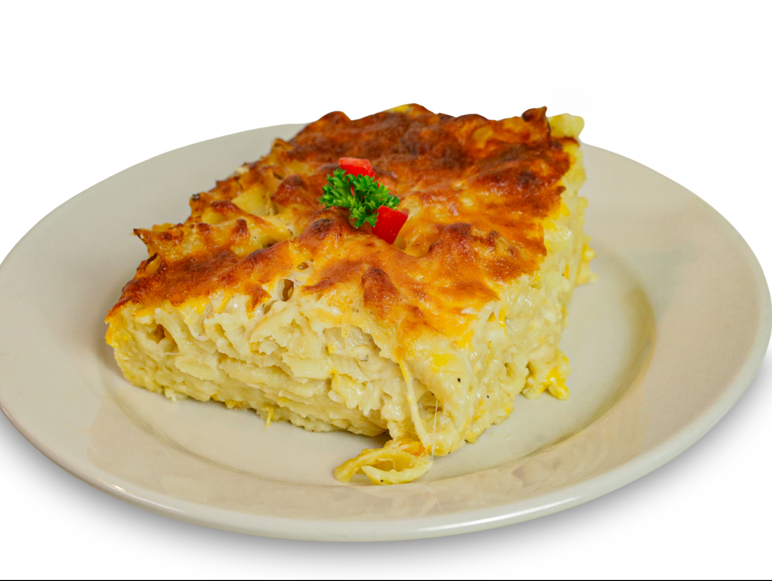 Med. Macaroni Gratine with meat.