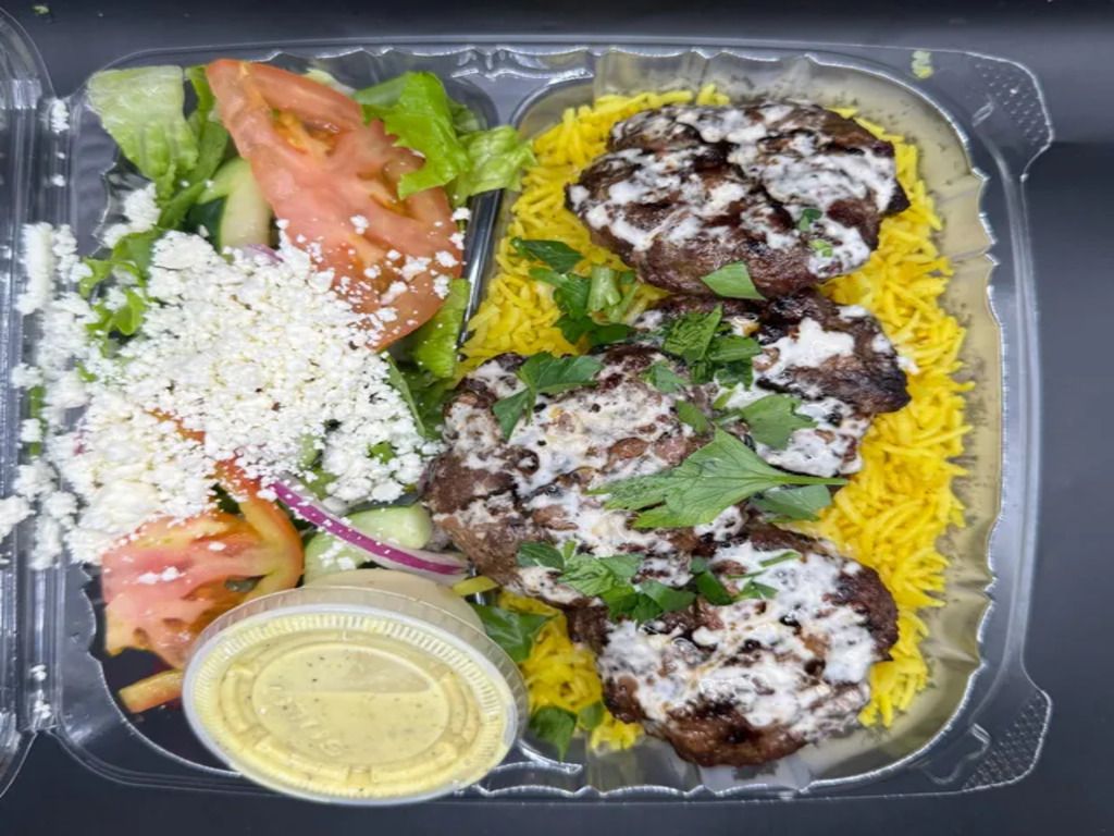 Kafta Shish Kabobs Combo Plate.