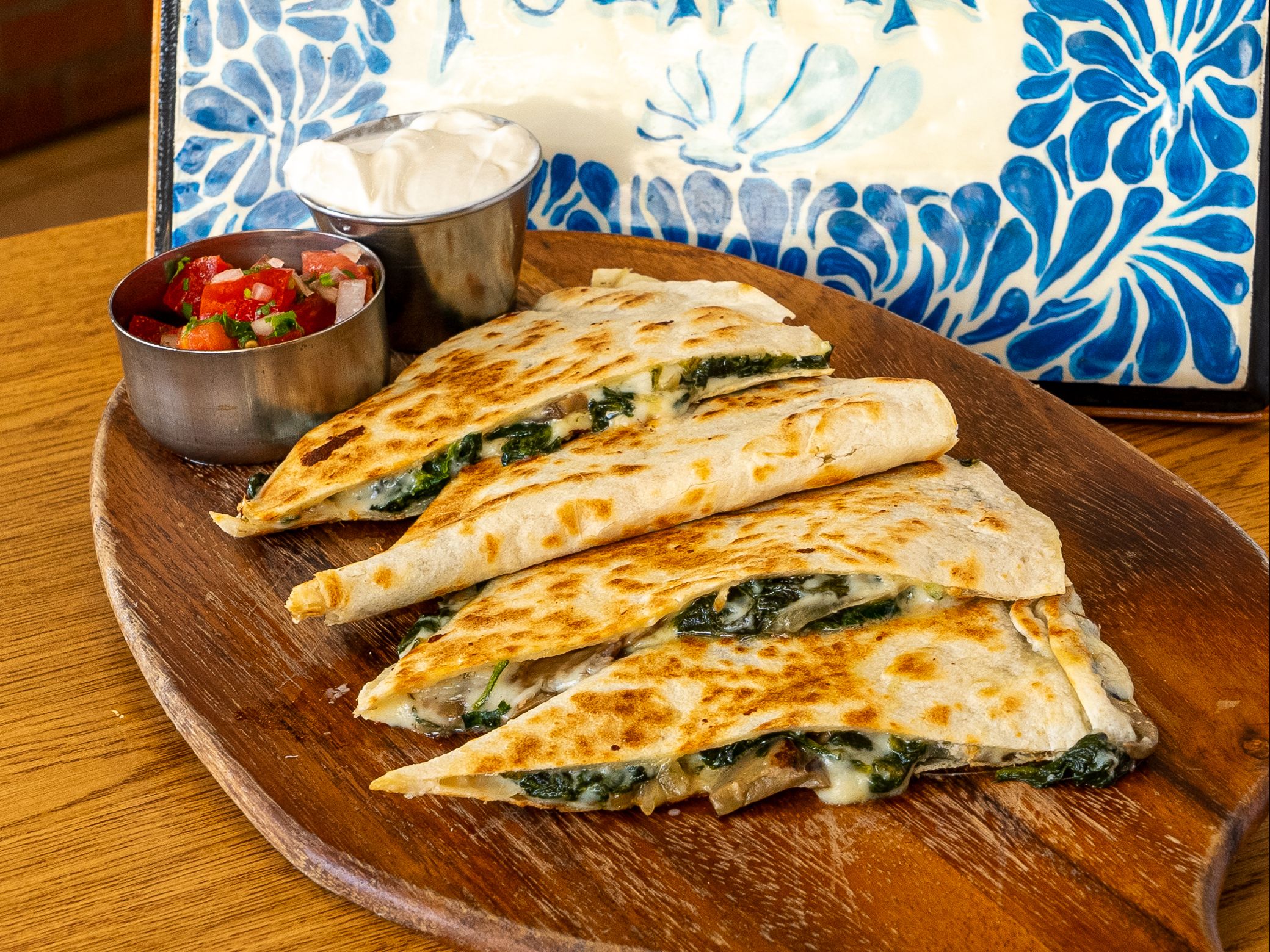 Mushroom & Spinach Quesadilla.