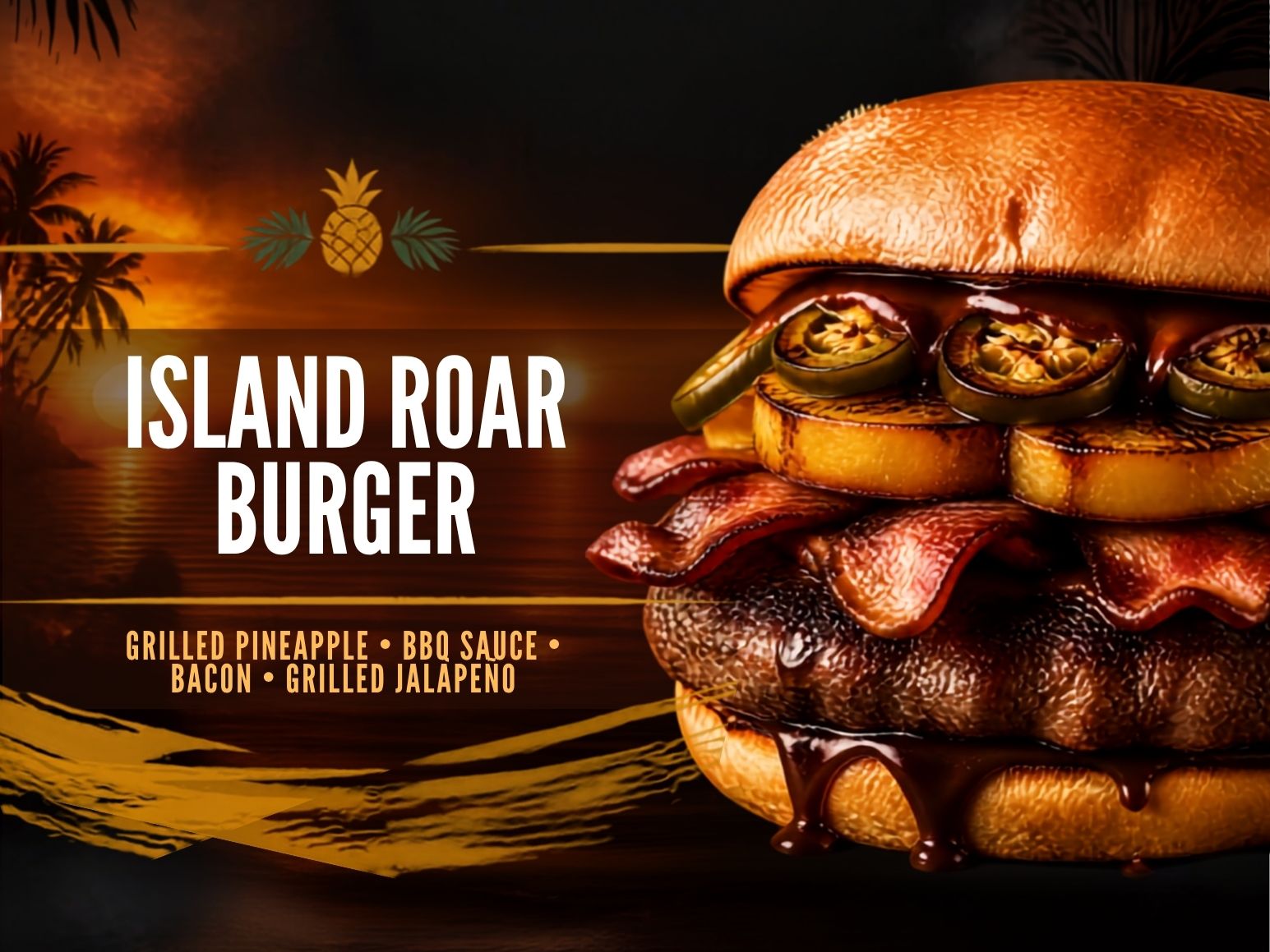 Island Roar Burger w/ Fries.