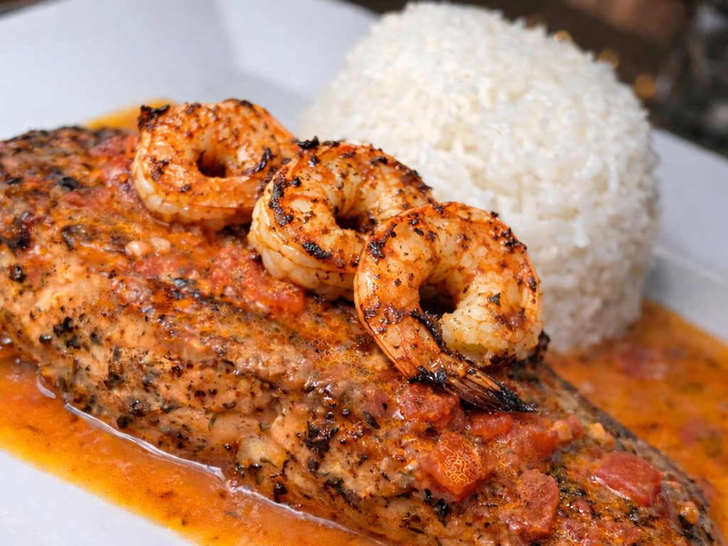 Caribbean Jerk Fish Lunch.