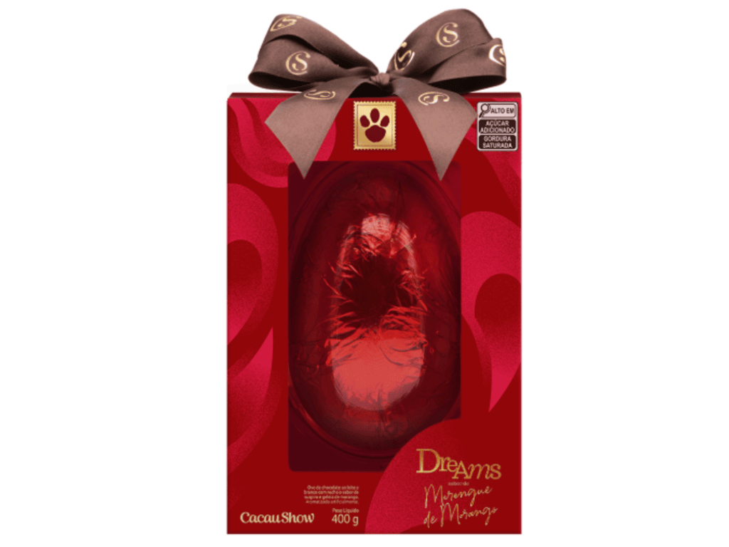 Cacau Show Ovo de Pascoa Dreams Merengue De Morango 400g.