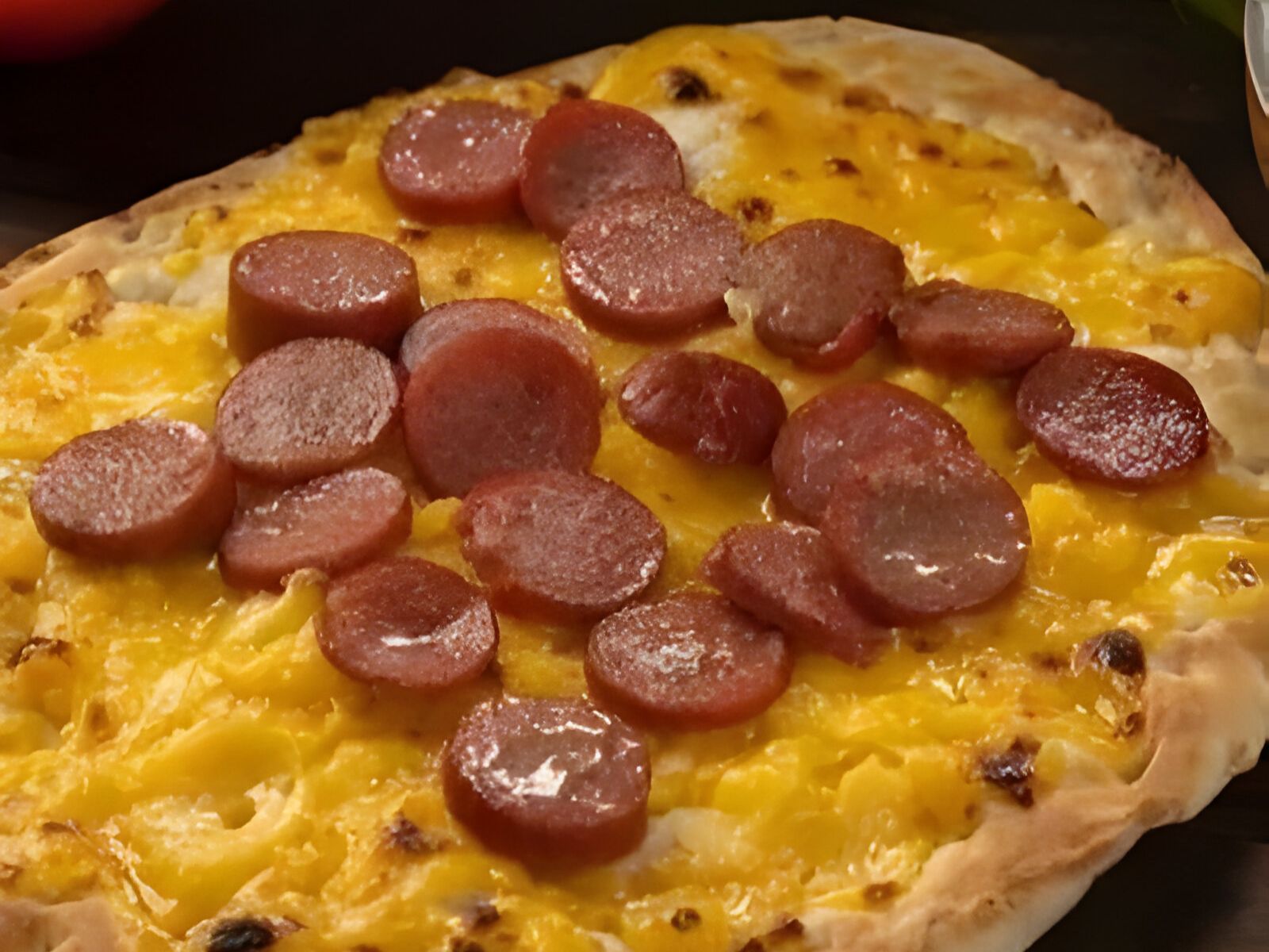 Yellow Cheese with Hot Dog - Flat Bread.