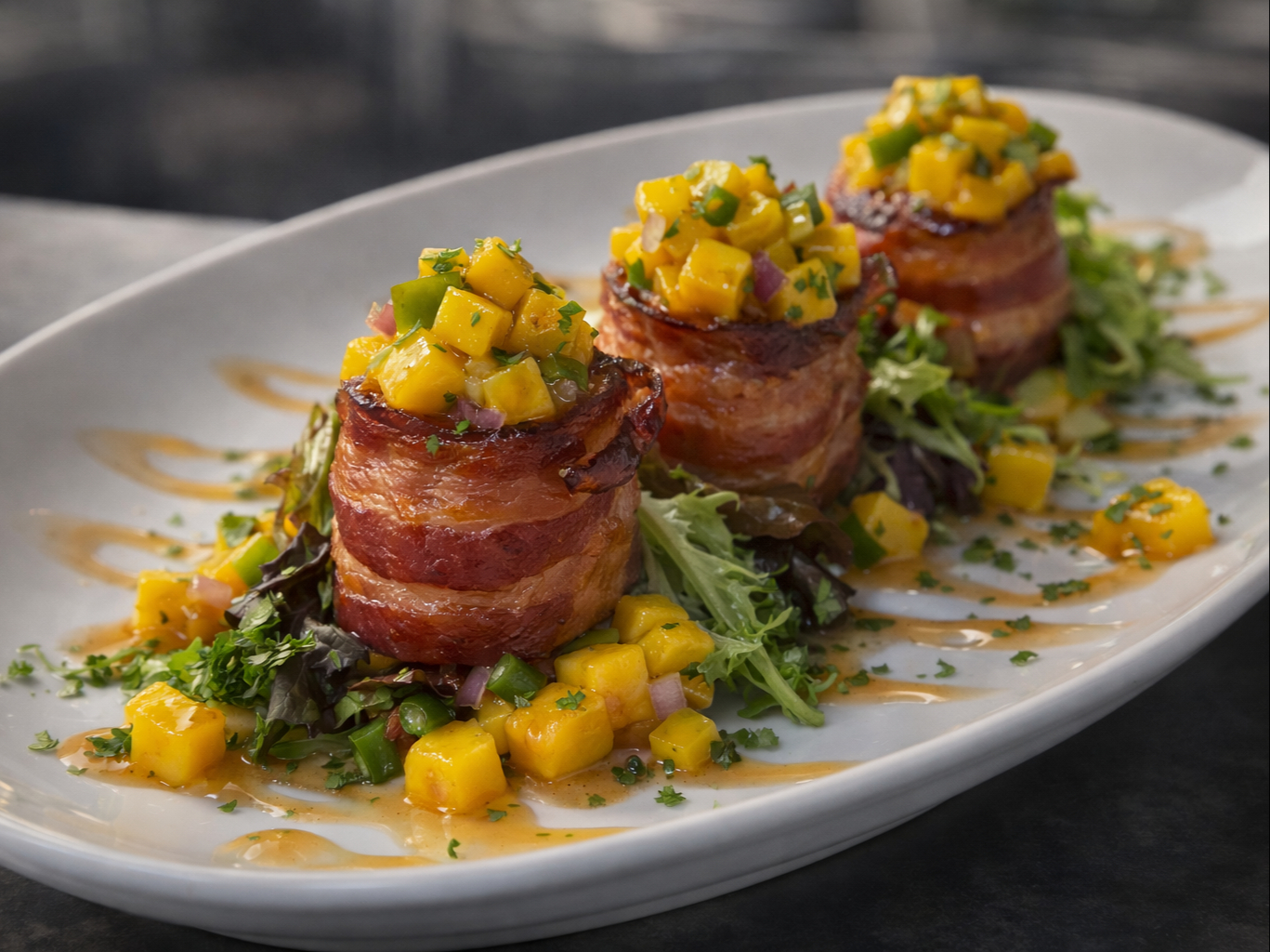 Bacon Wrapped Sea Scallops.