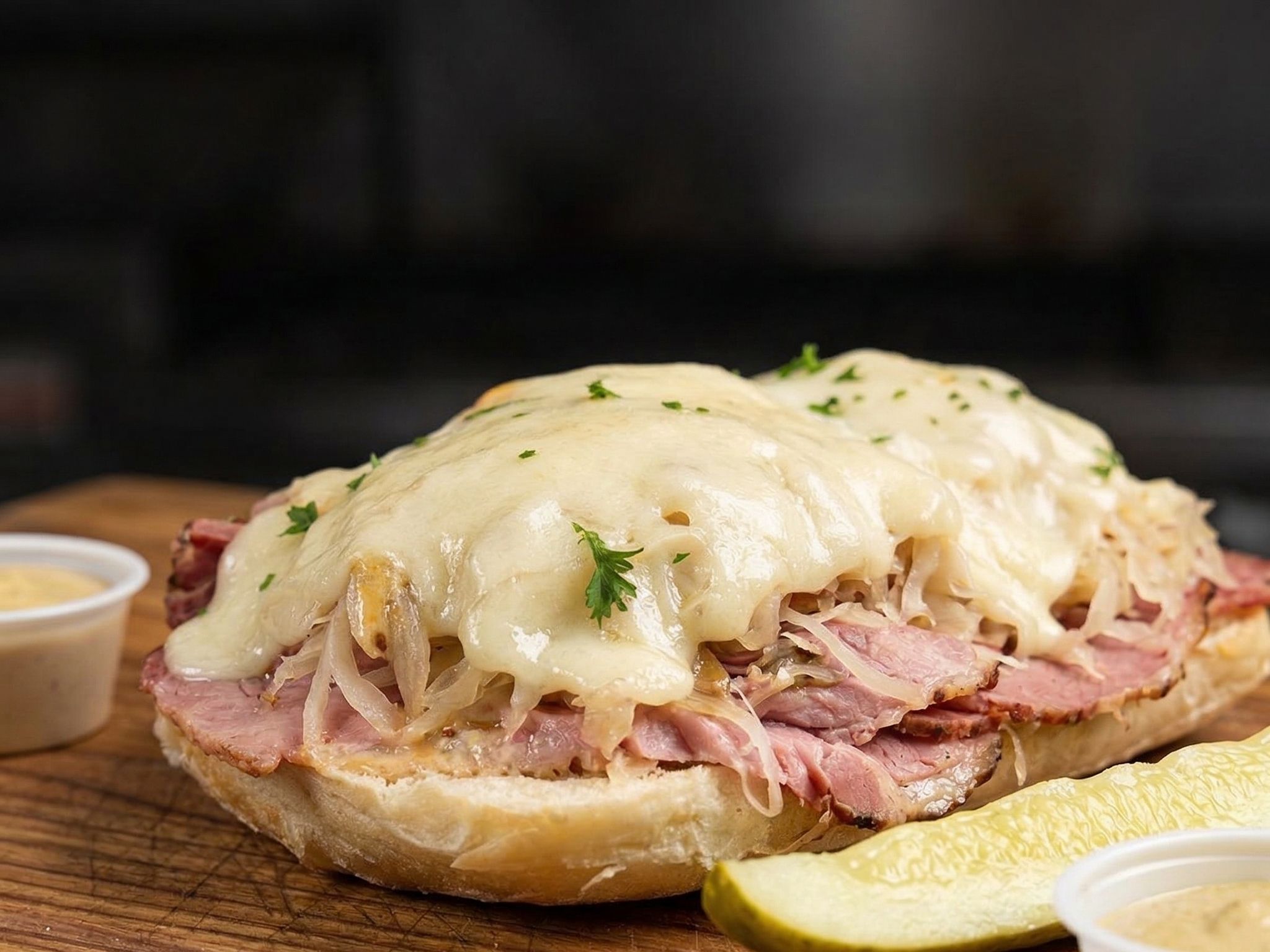 Hot Corned Beef Reuben Sandwich-O
