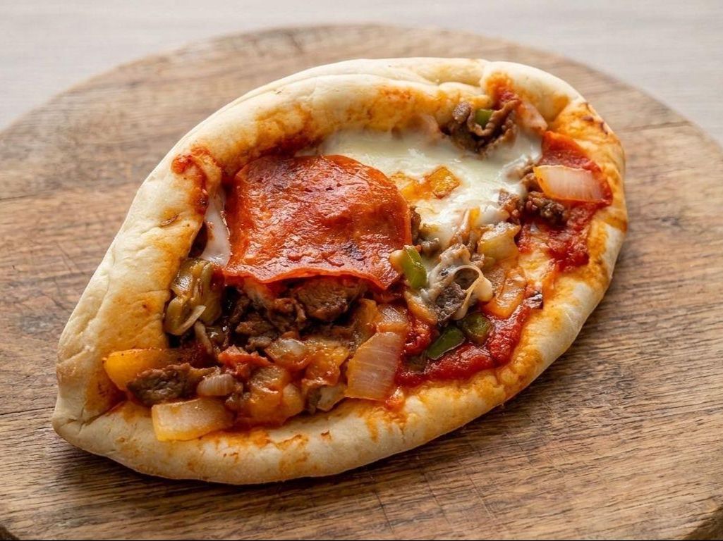 #36 Pizza Belly Cheesesteak Buster.