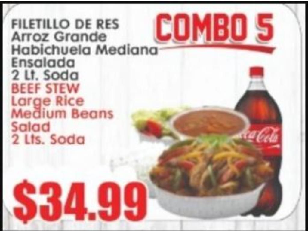 Combo 5 - Filetillo De Res / Pepper Steak.