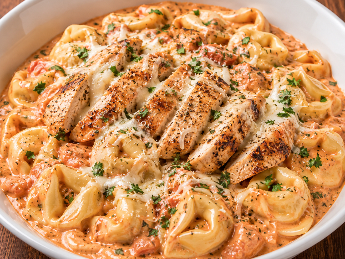 CHICKEN ALLA ROSA CHEESE TORTELLINI.