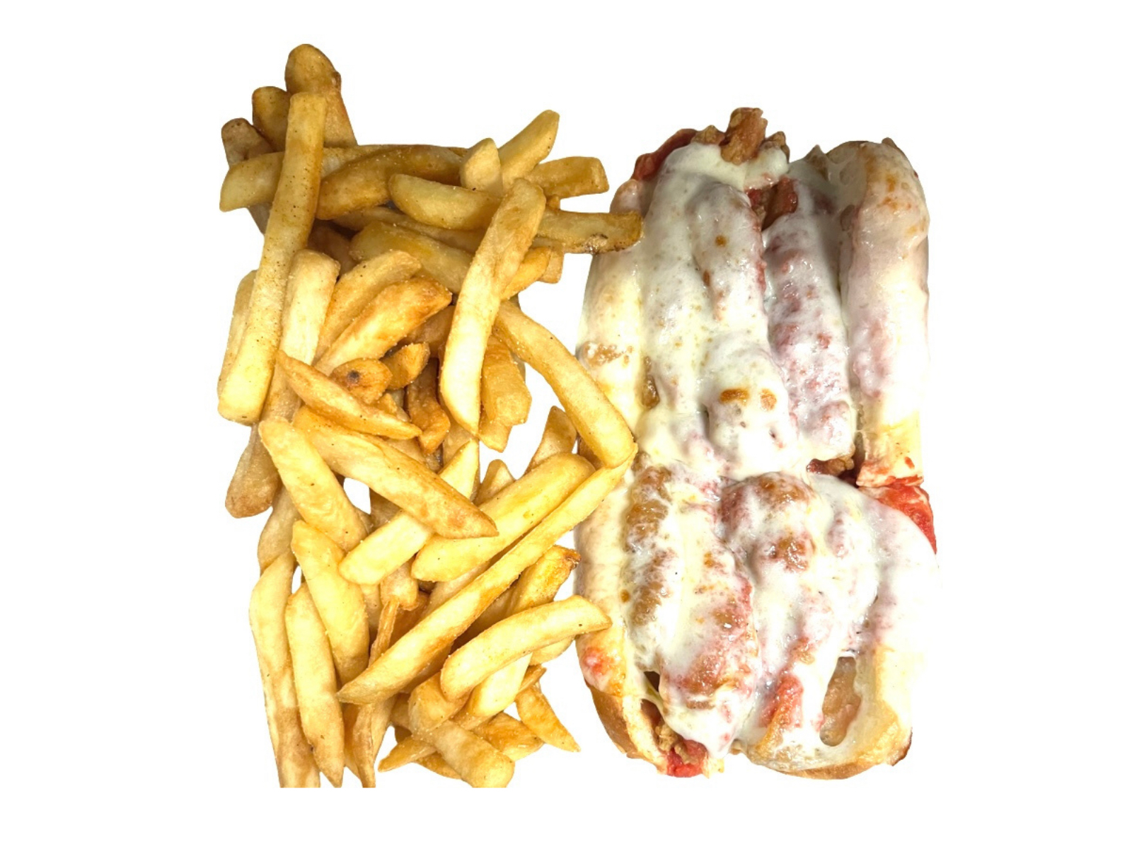 CHICKEN PARM SUB W/FRIES.