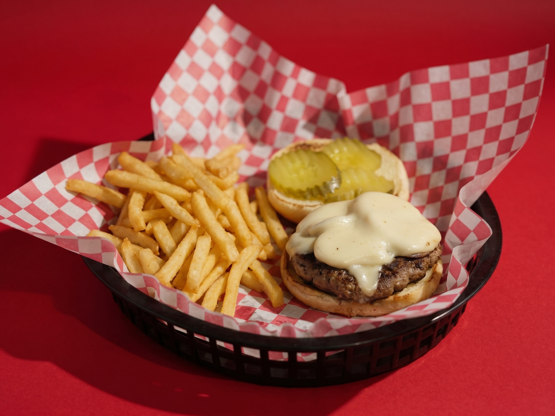 Mushroom And Swiss Burger W/ Half Order French Fries