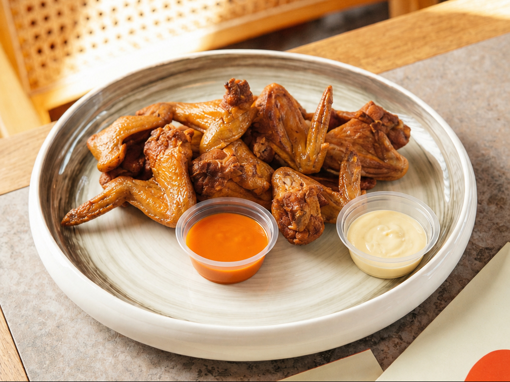 Wings 4 Pieces (With Sauce Of Choice Lemon Herb/Wing Sauce/ Hot/ Garlic/BBQ/ Ranch).