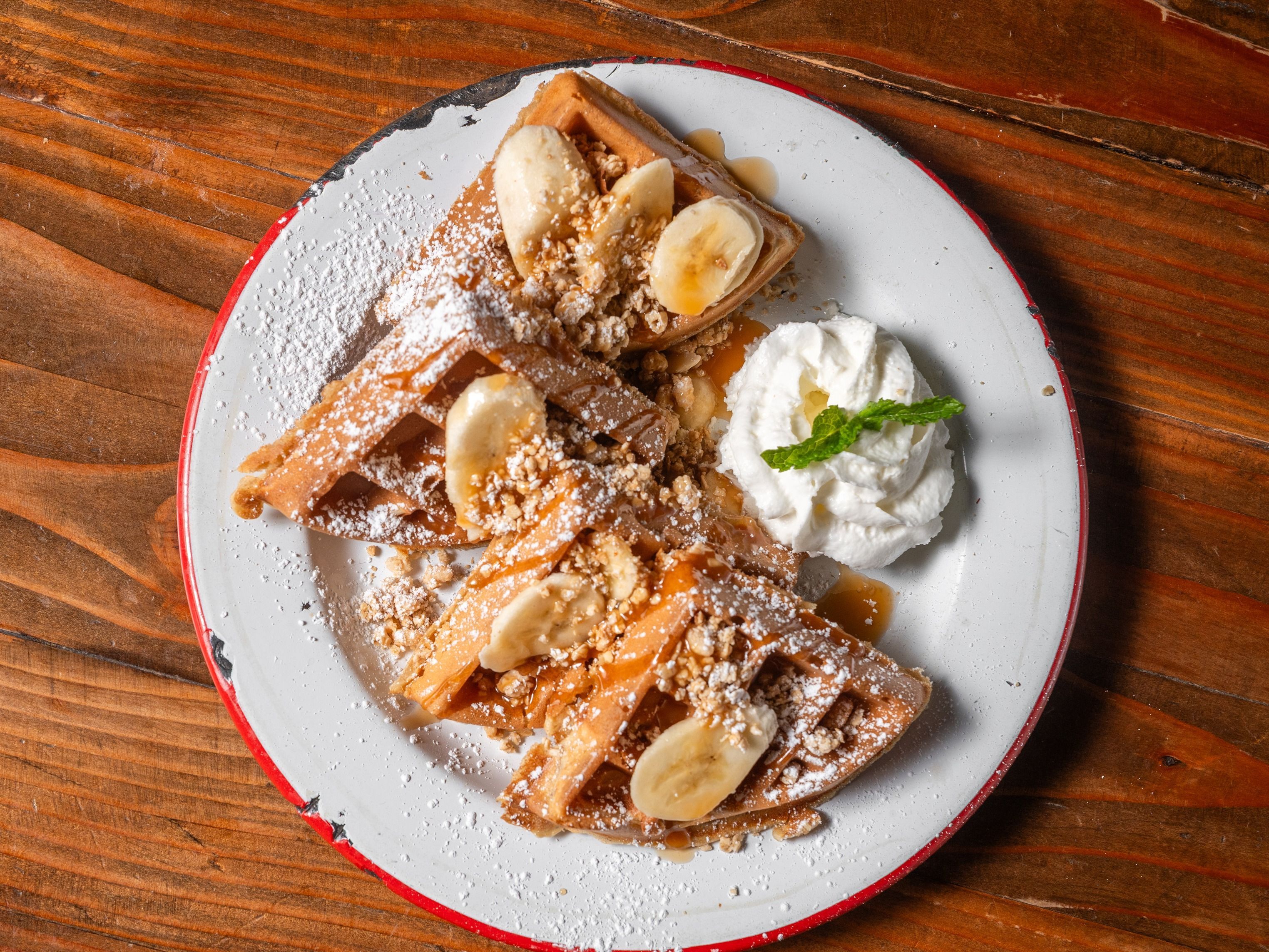 Bananas Foster Waffle.