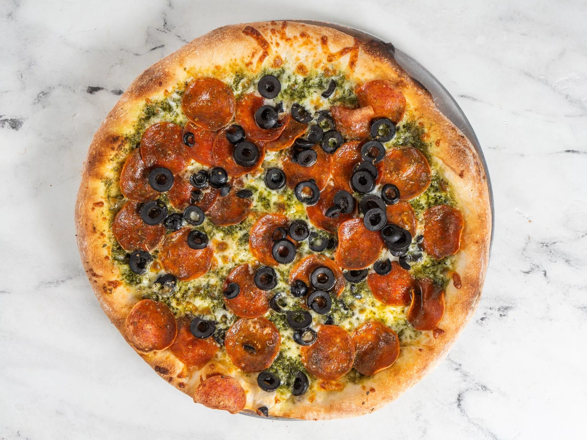 Pesto Pep Pizza.