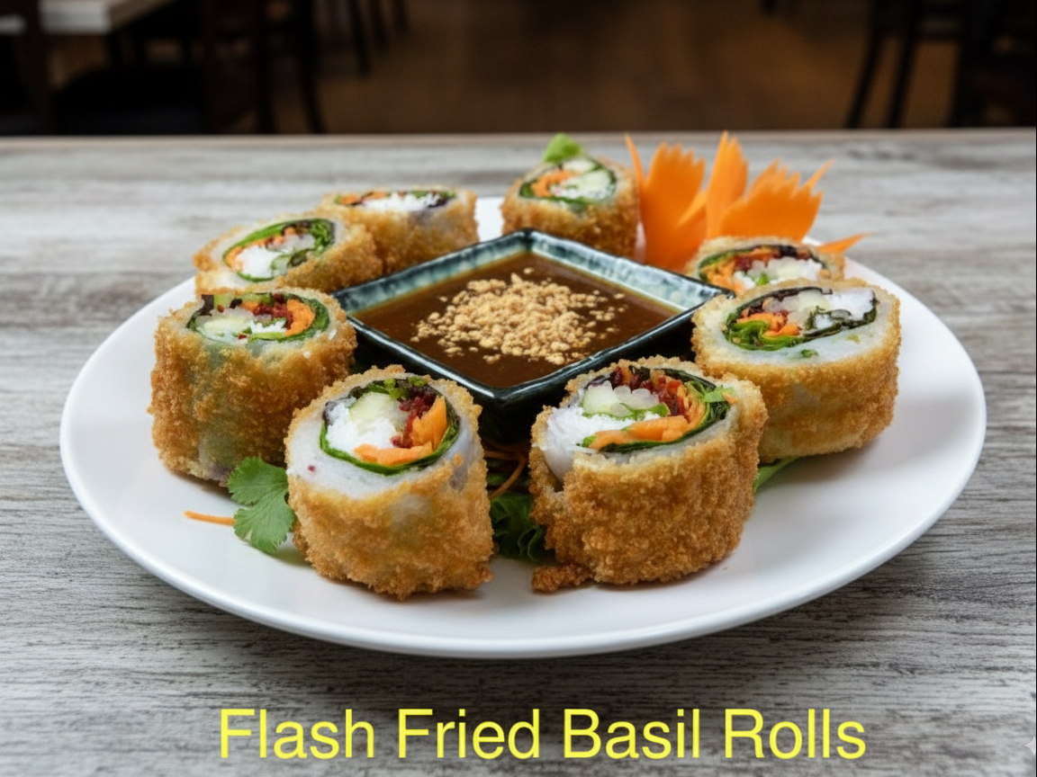 Fried Basil Rolls.