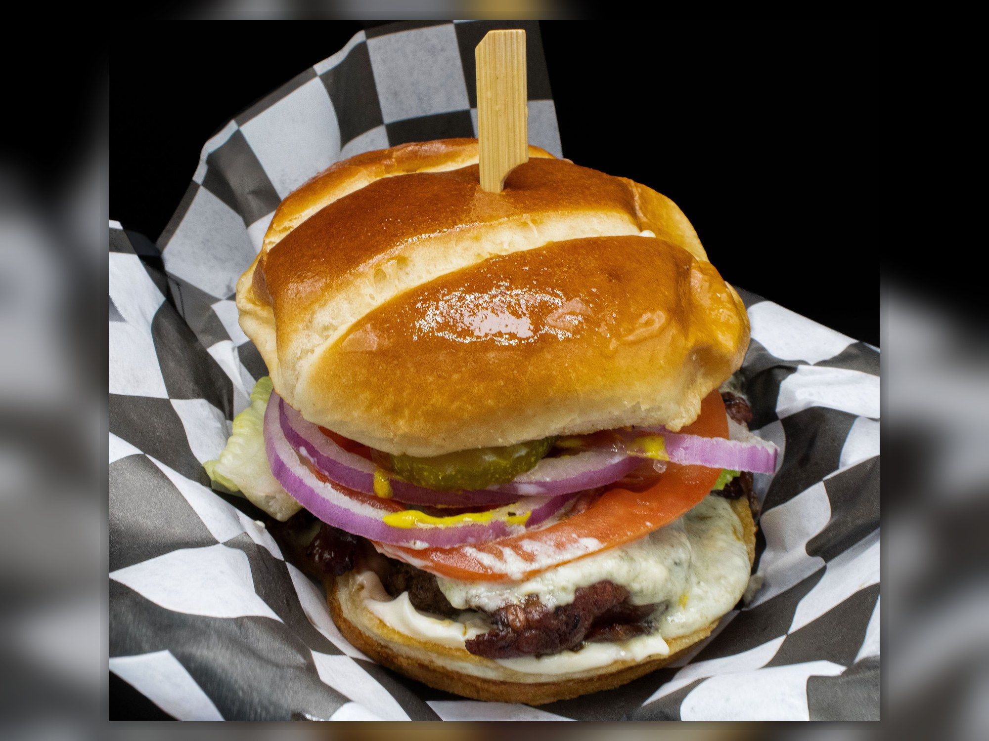 Beef Bacon And Blue Cheese.