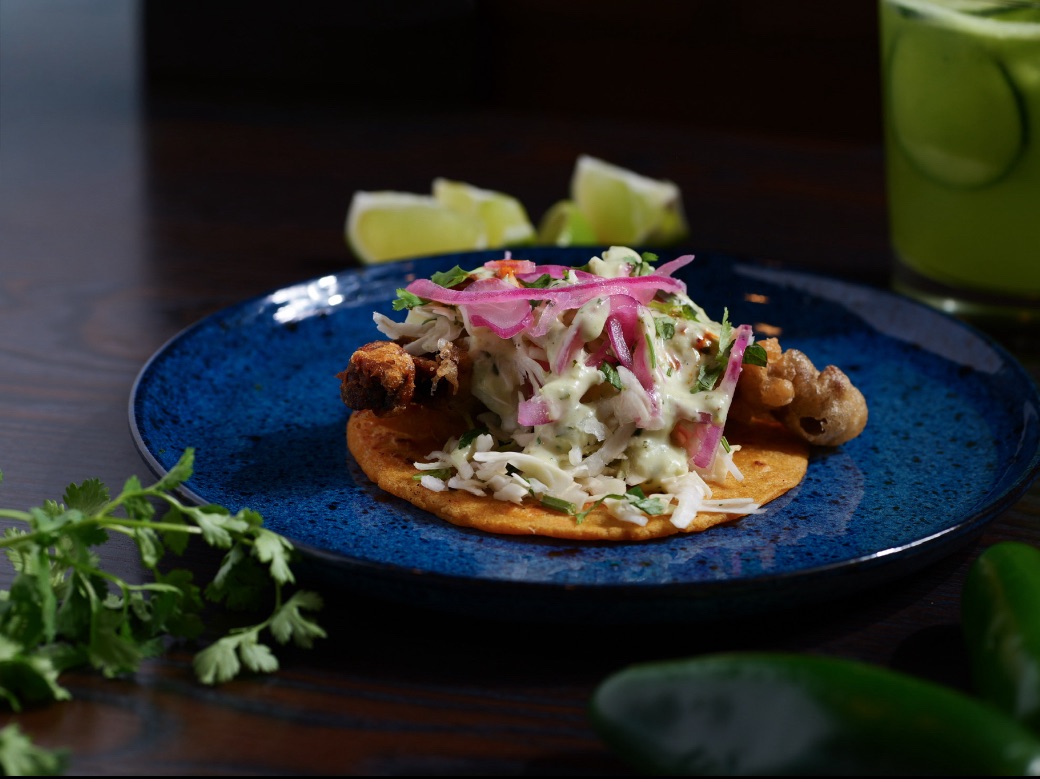BATTERED PORTOBELLO TACOS.